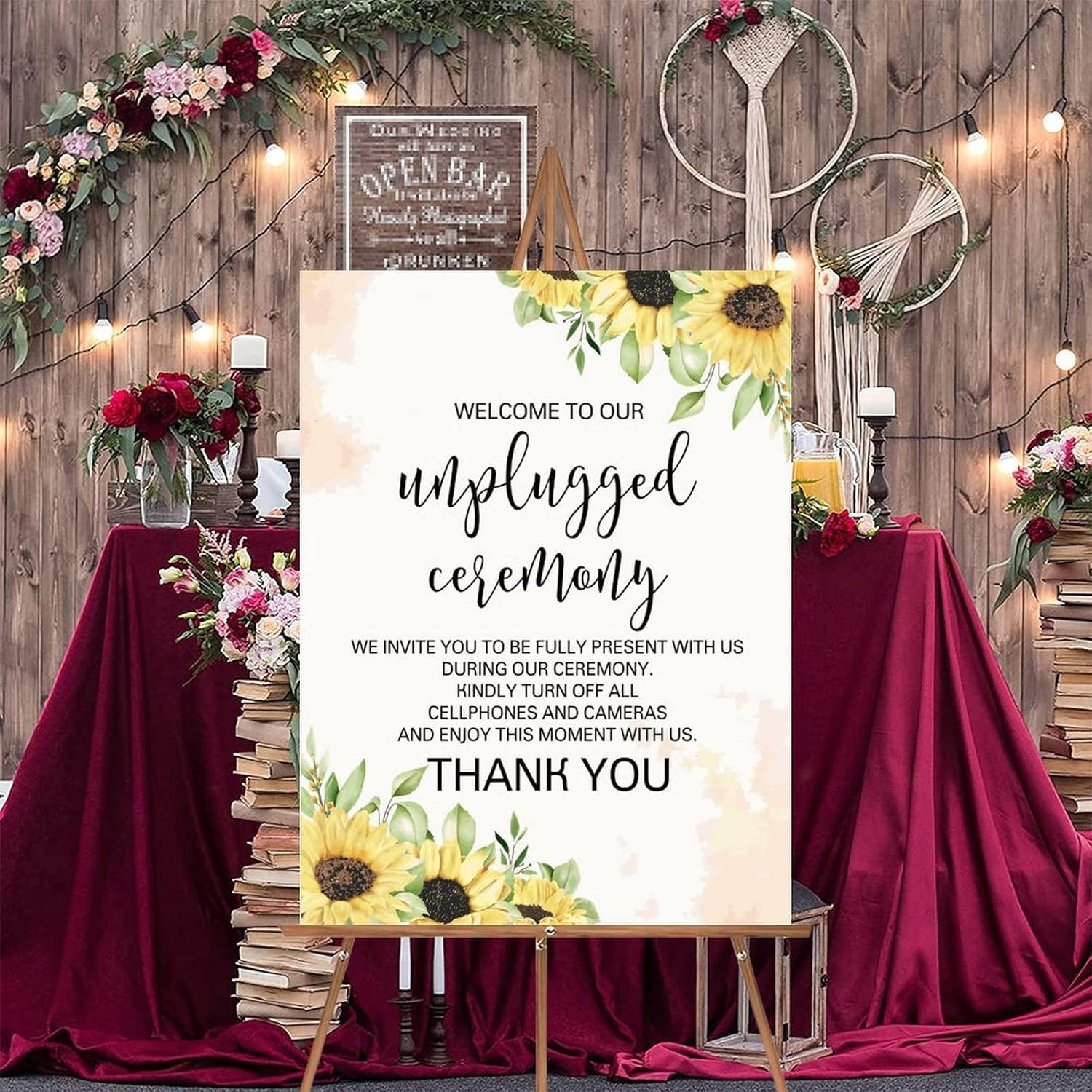 Alioyoit 12x16 Inch Custom Wood Wedding Welcome Sign
