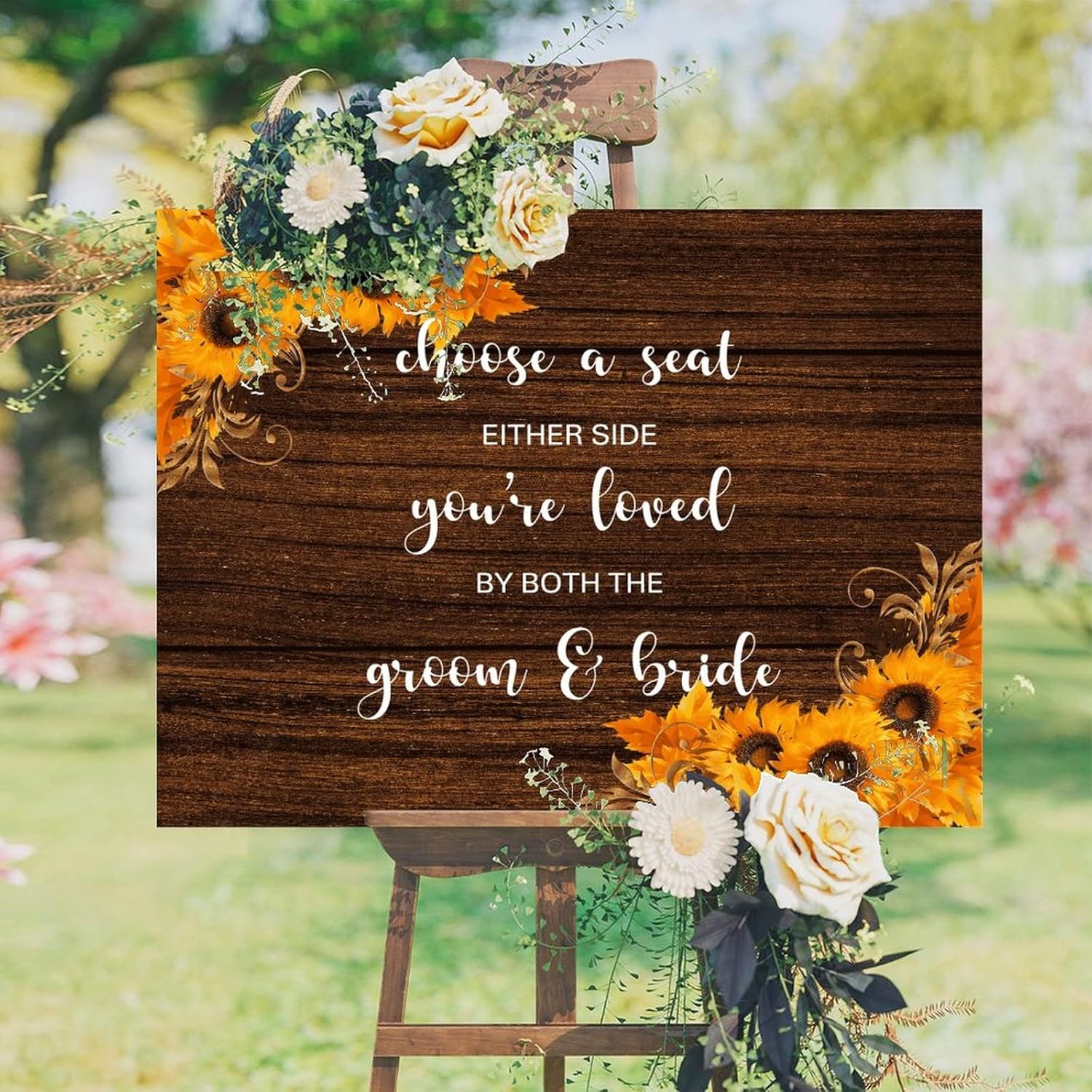 Custom Wedding Welcome Sign with Sunflowers