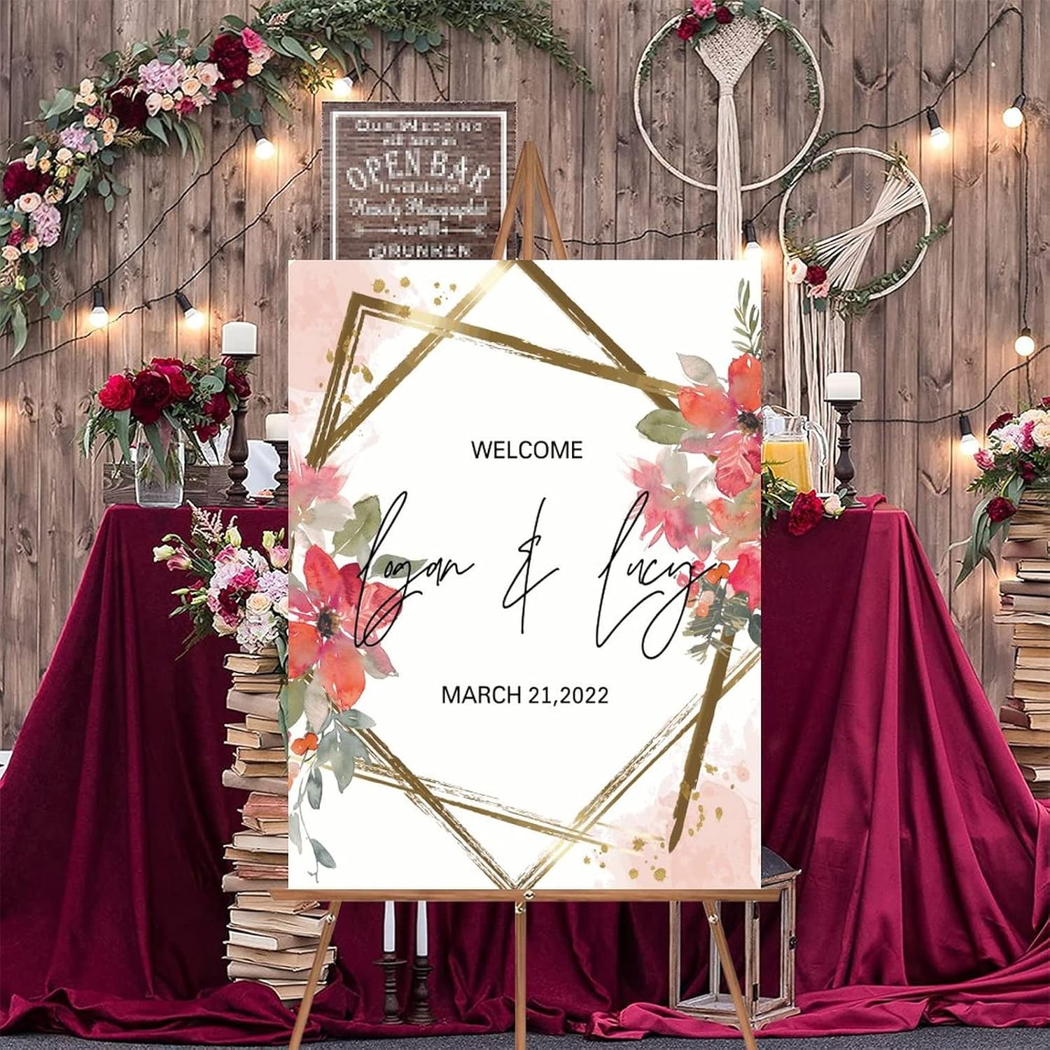 Alioyoit Wooden Wedding Welcome Sign 12x16 Inch 1