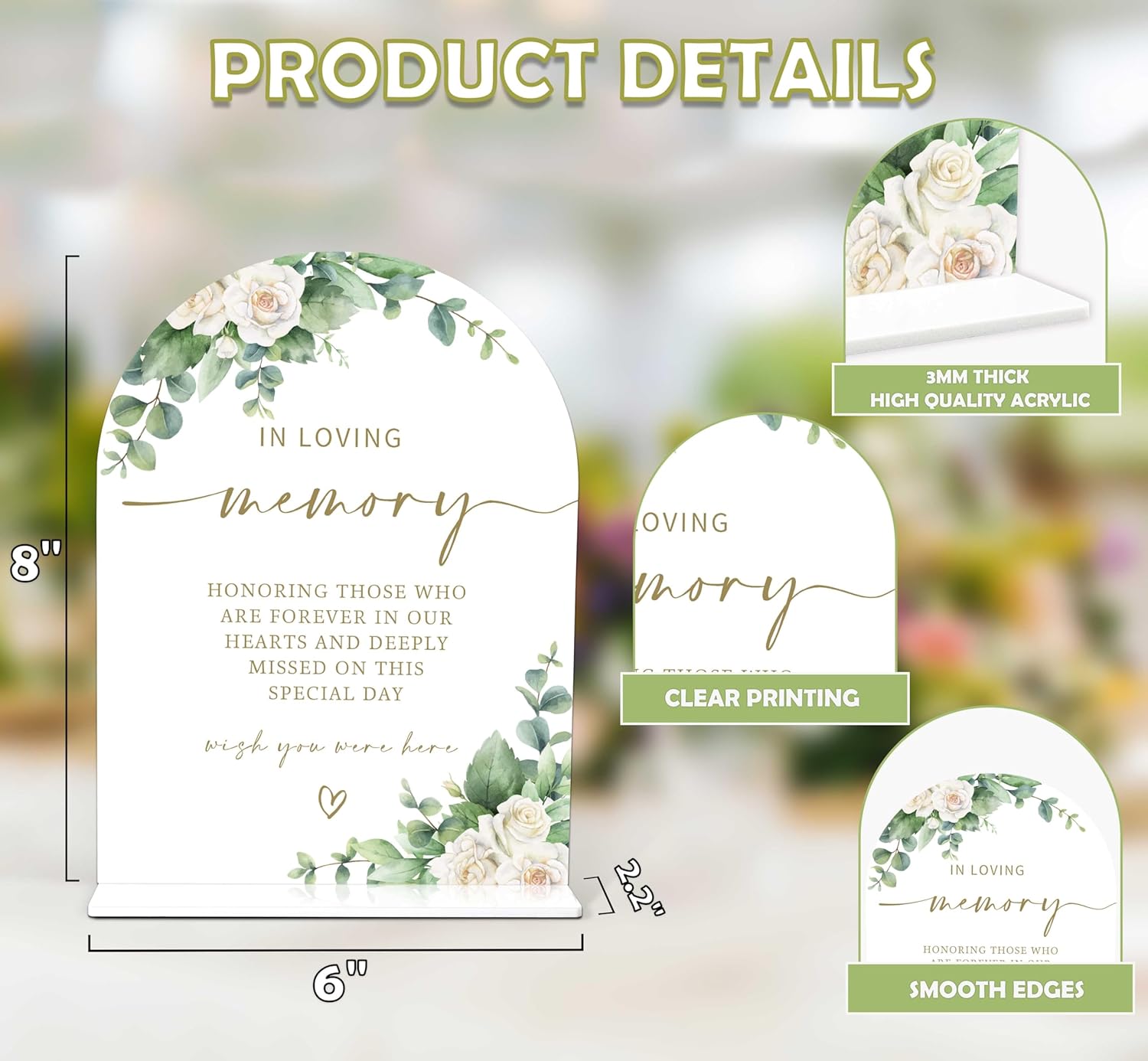 Eucalyptus Rose Wedding Sign with Holder