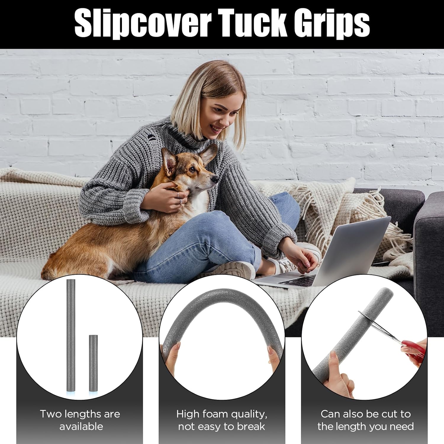 LEIFIDE 10Pcs Foam Tuck Grips for Sofa Slipcovers