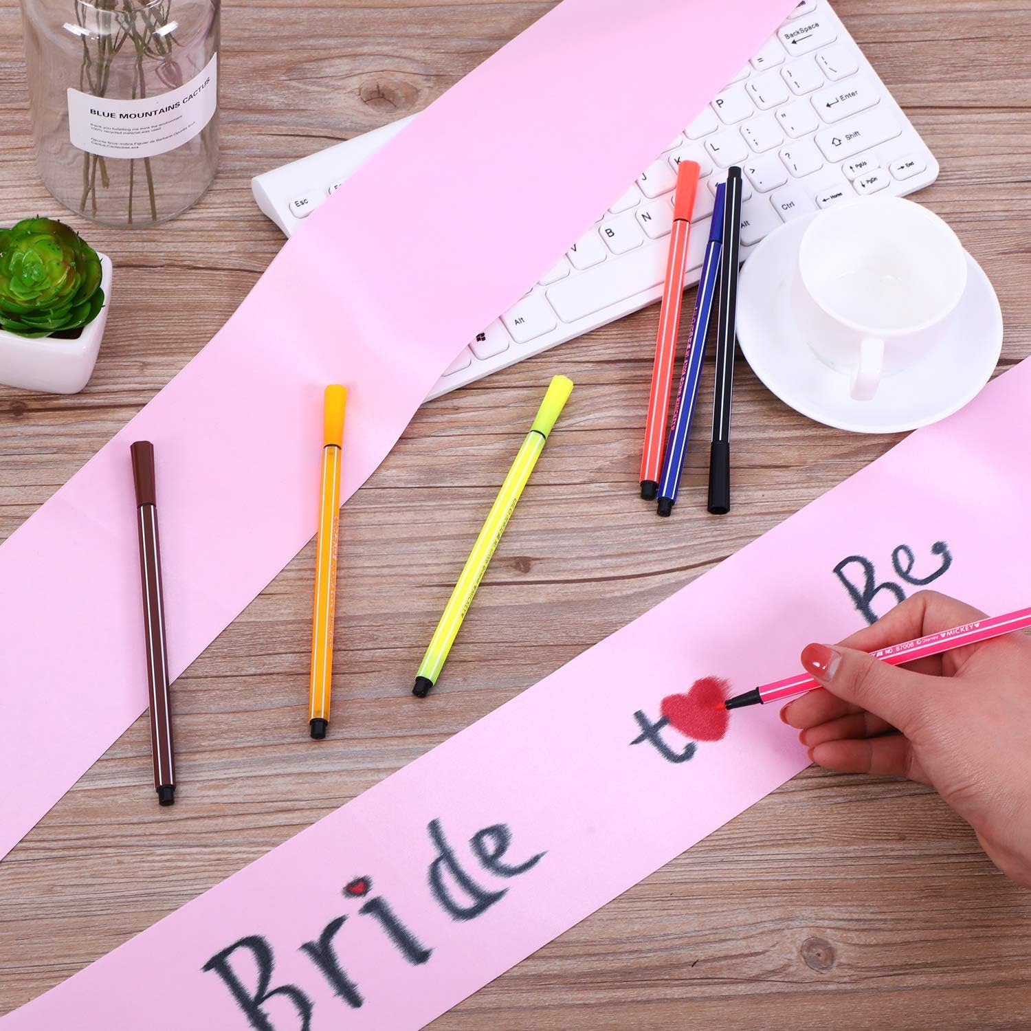 12 Piece Blank Satin Sashes for Graduation and Parties Pink