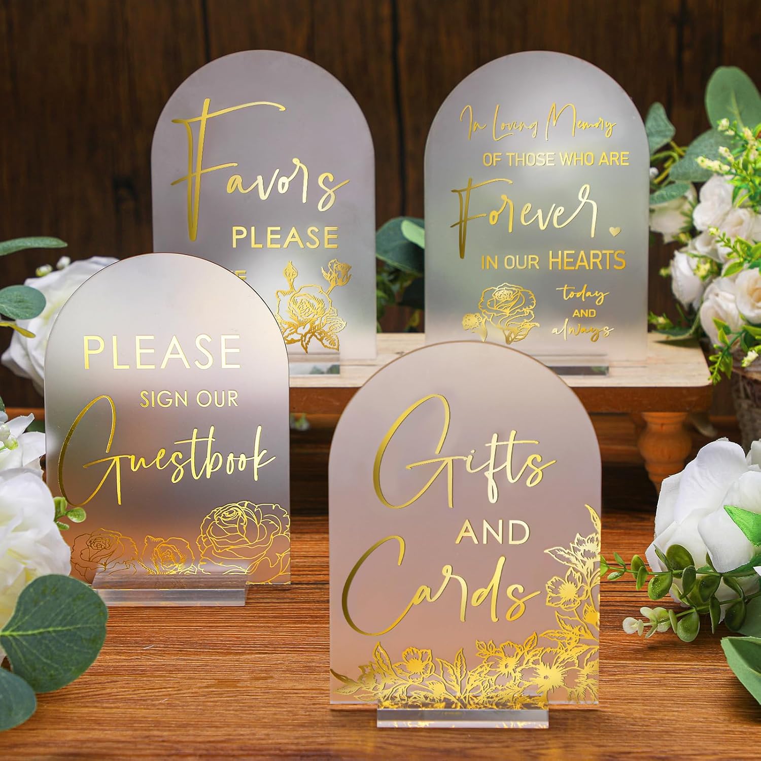 Chunful 4 Pc Clear Acrylic Wedding Sign with Stand