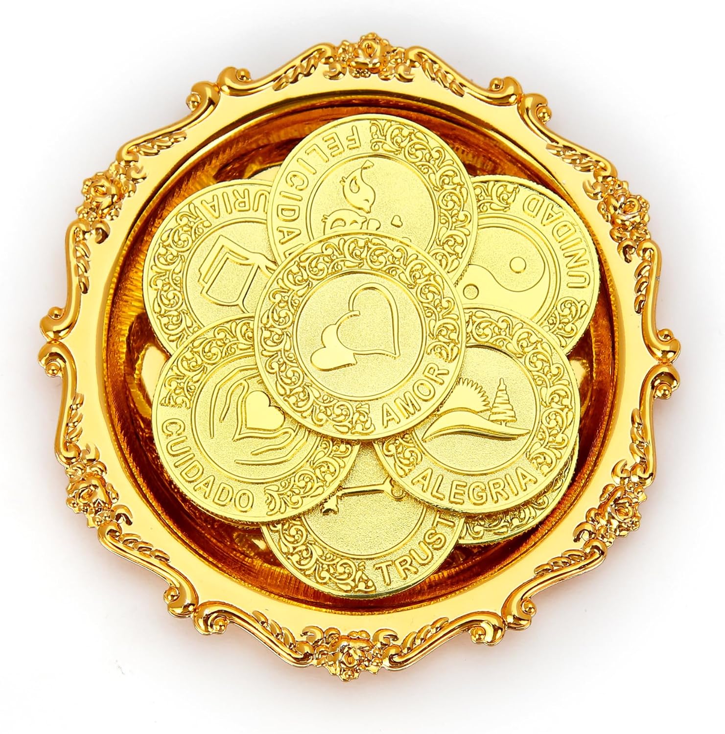 TINGKU Gold Spanish Wedding Coins Set with Tray