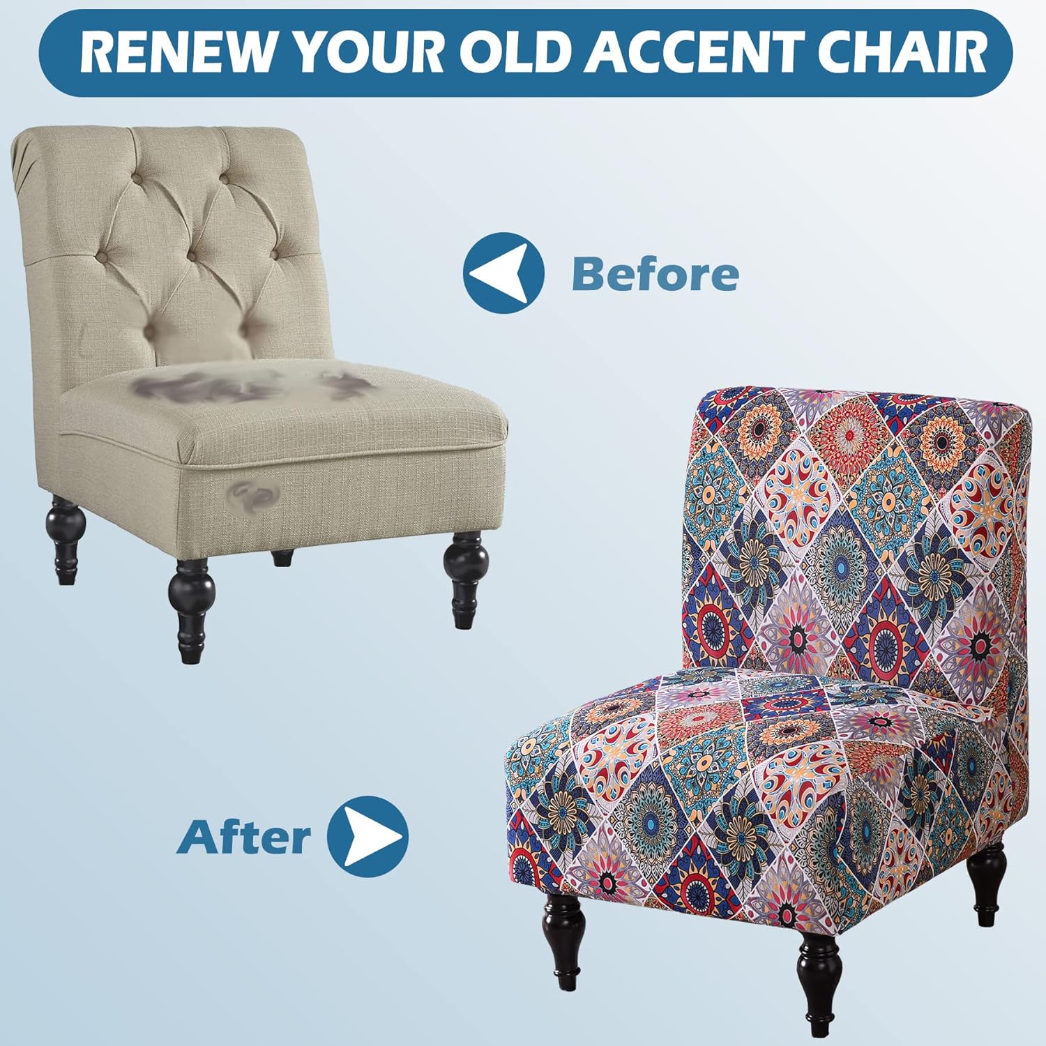 Armless Accent Chair Cover Slipcover for Living Room Hotel