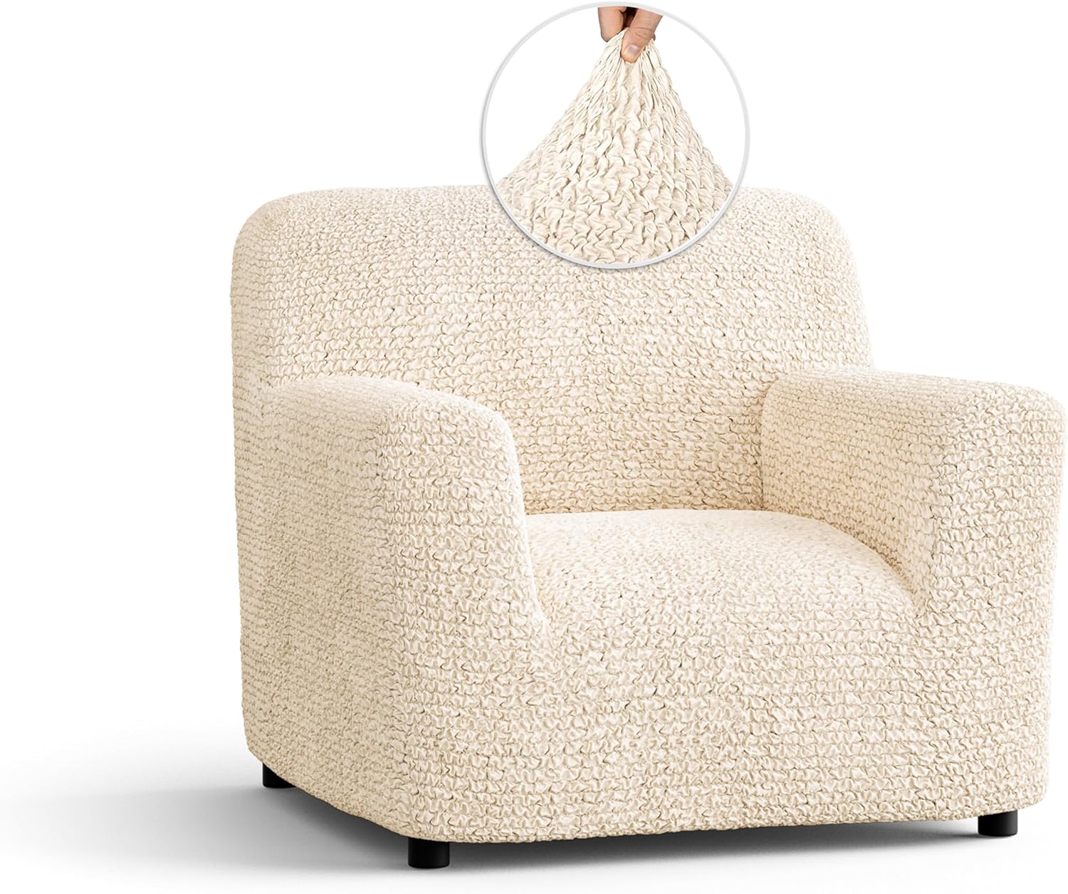 PAULATO Chair Cover - Stretch Fit 1-Piece Slipcover - Cream