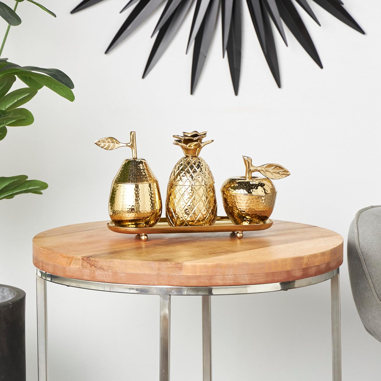 Deco 79 Gold Aluminum Decorative Jars Set
