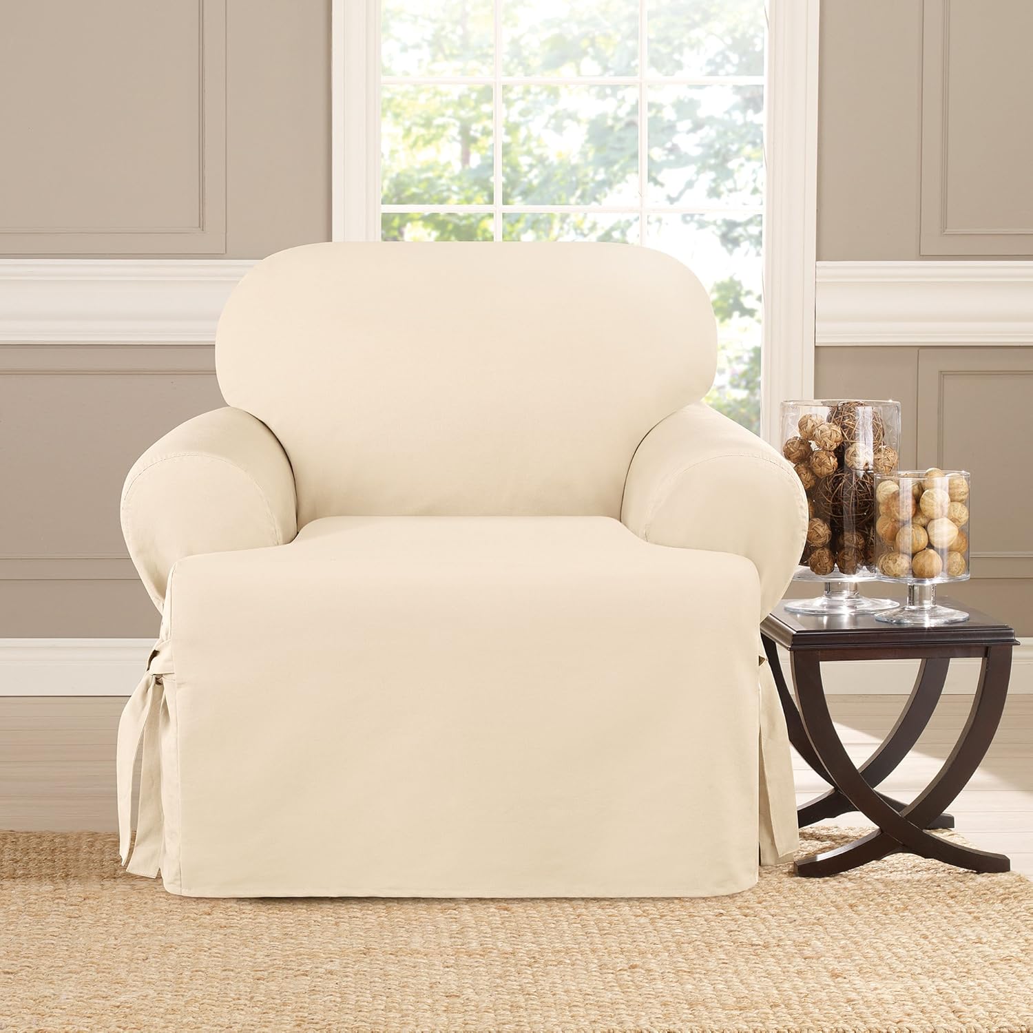 SureFit Heavyweight Cotton Chair Slipcover - Natural