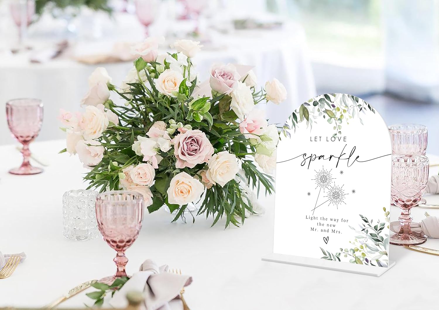 Greenery Let Love Sparkle Wedding Sign 6x8 Inch