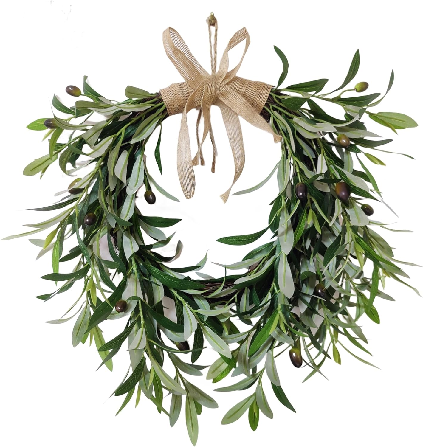 Artificial Olive Wreath for Front Door Wall Decor