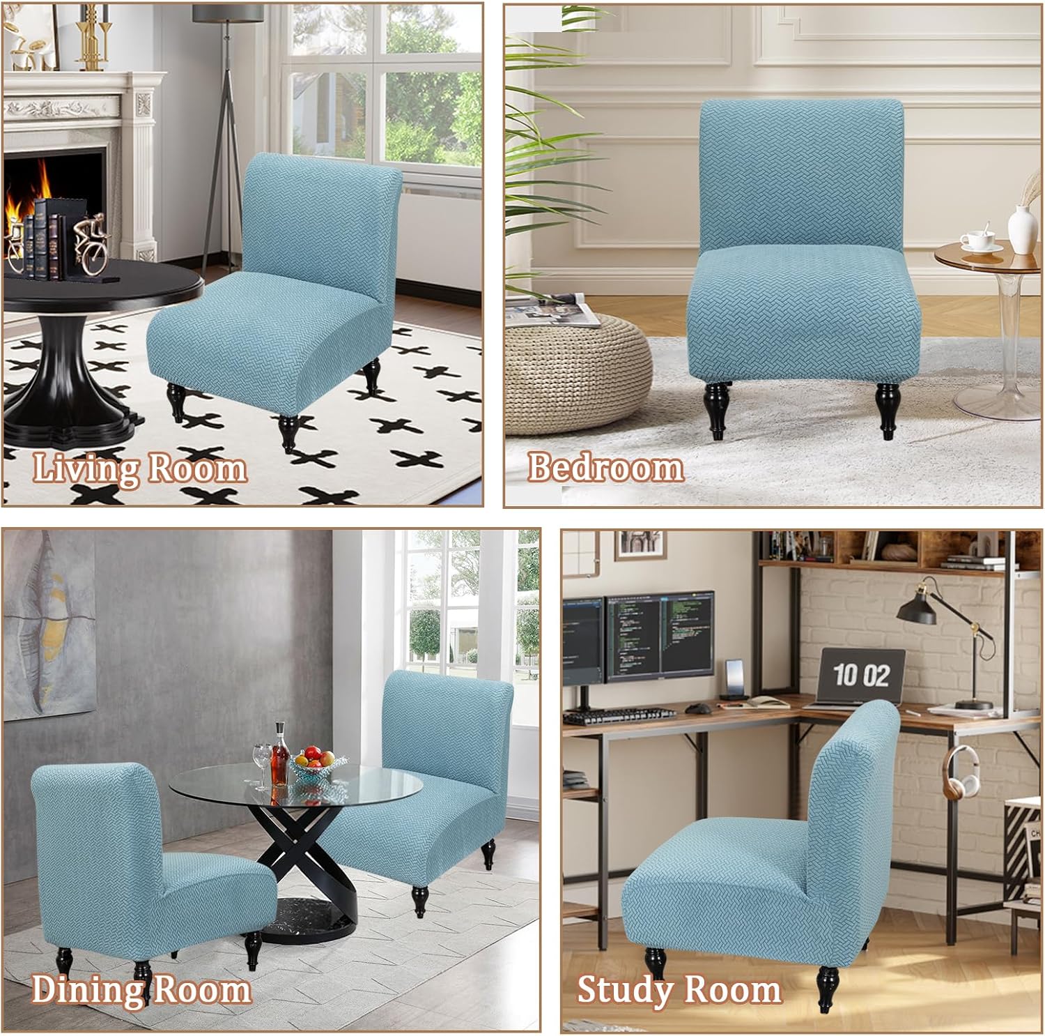 FUANGUI Armless Chair Cover Slipcover - Stretch Spandex for Living Room