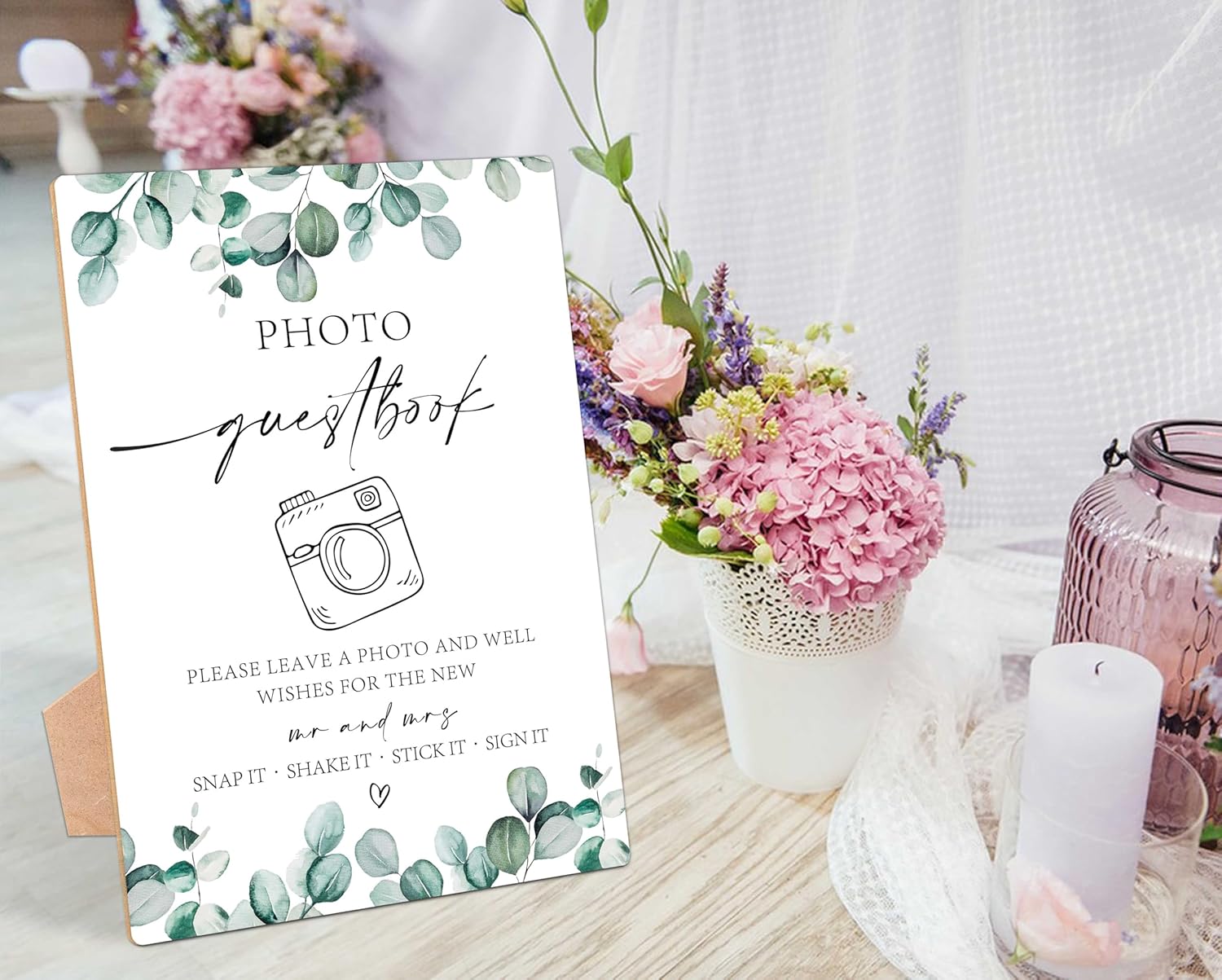 Photo Guestbook Sign Greenery Wedding Ceremony LD24