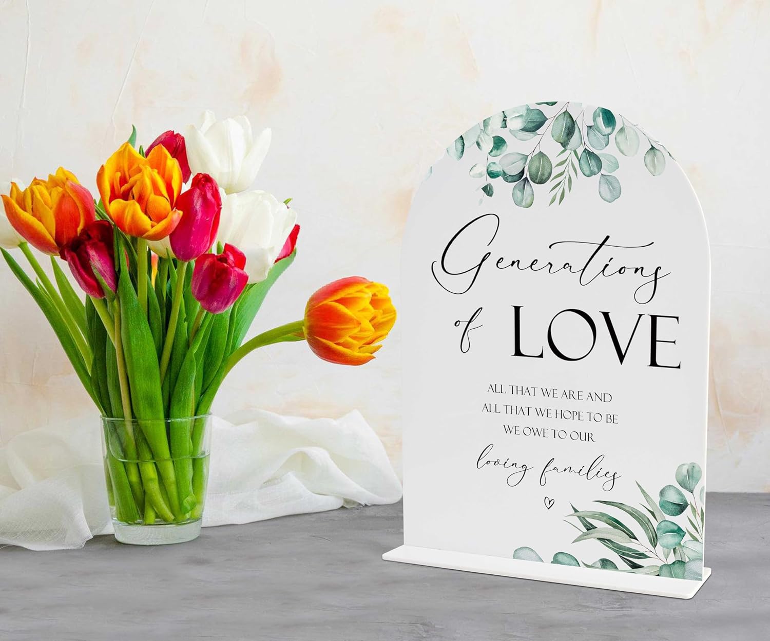 Greenery Generations Of Love Wedding Sign 8x11 Inch White Arch Acrylic