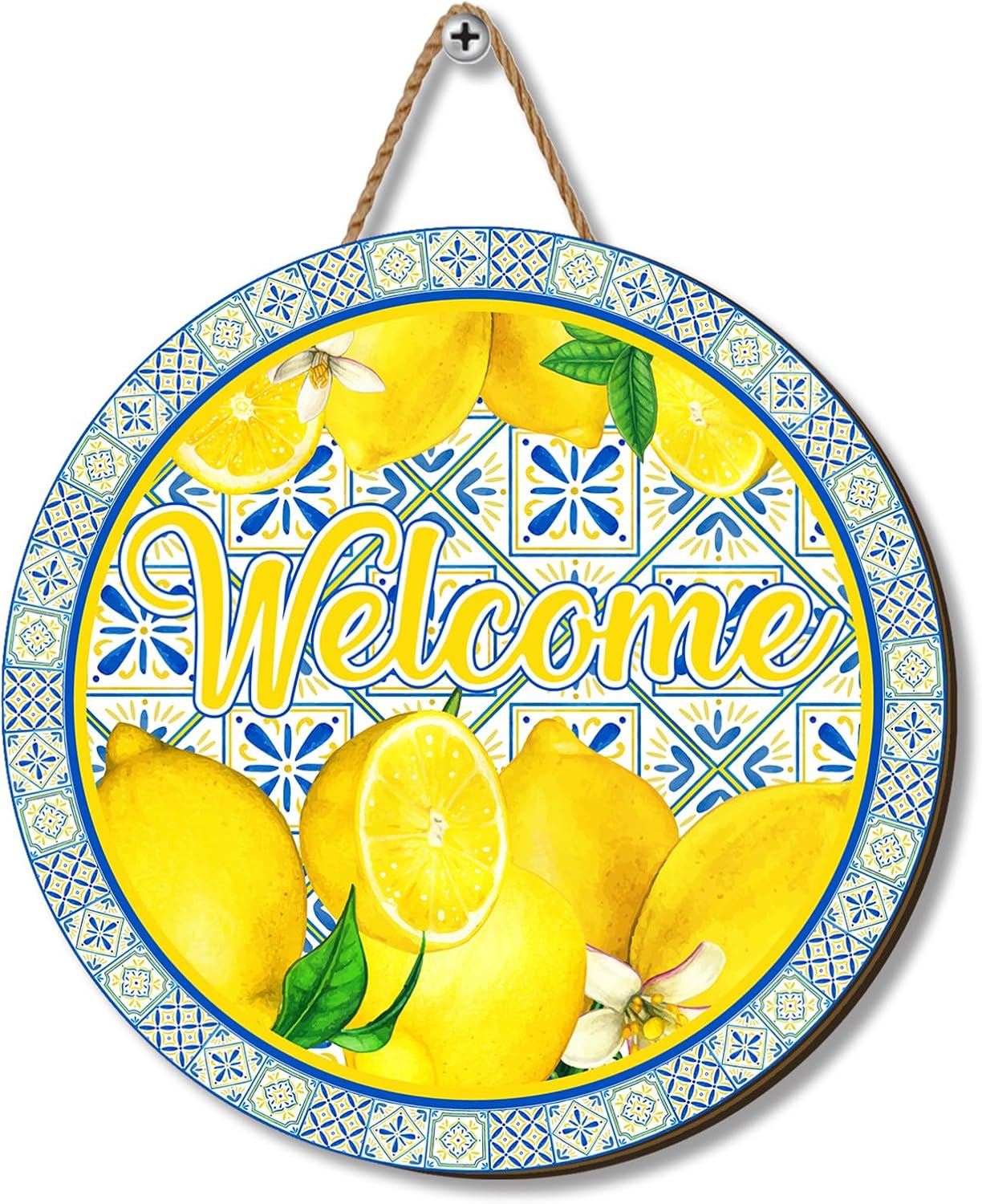 Summer Lemon Banner Spring Italian Lemons Hanging Sign Farmhouse Decor