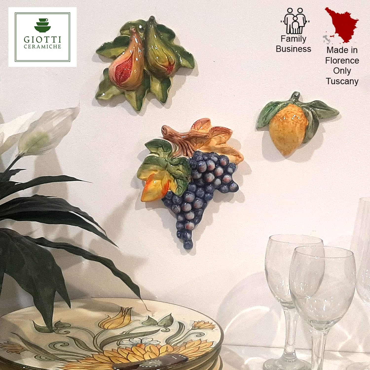 Italian Ceramic Fruits Wall Decor Accents 1