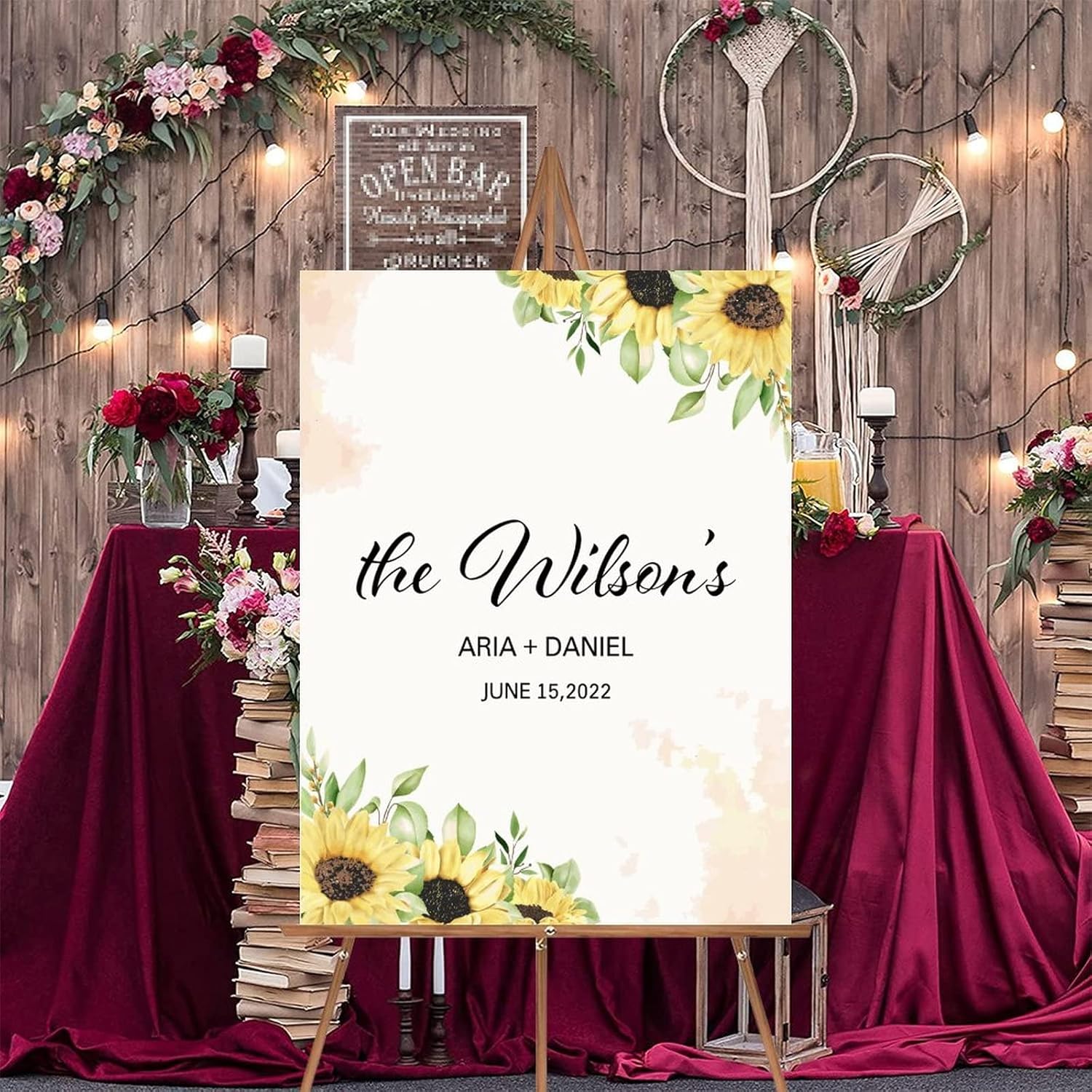 Alioyoit Watercolor Floral Wedding Welcome Sign