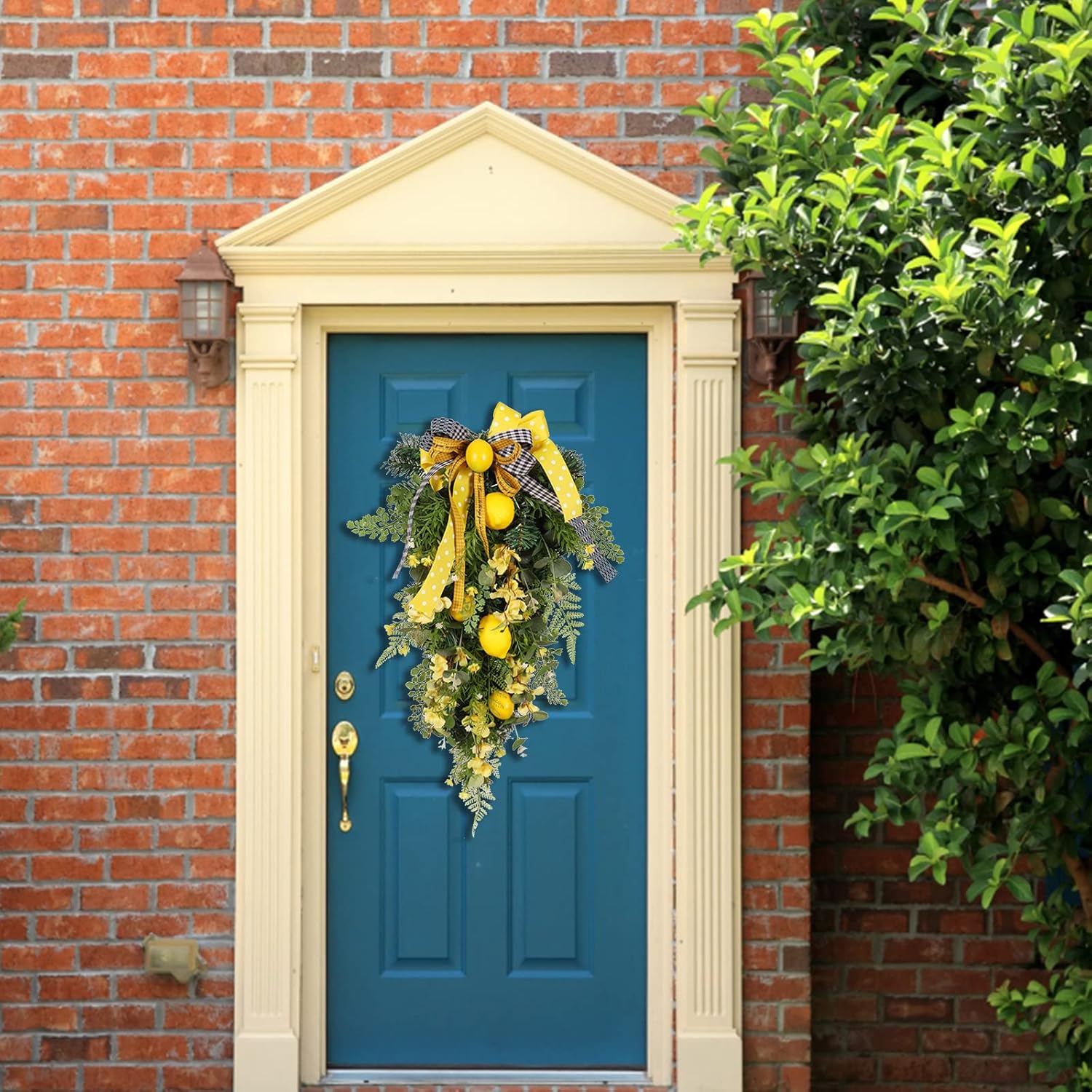 275 Inch Artificial Lemon Teardrop Wall Wreath