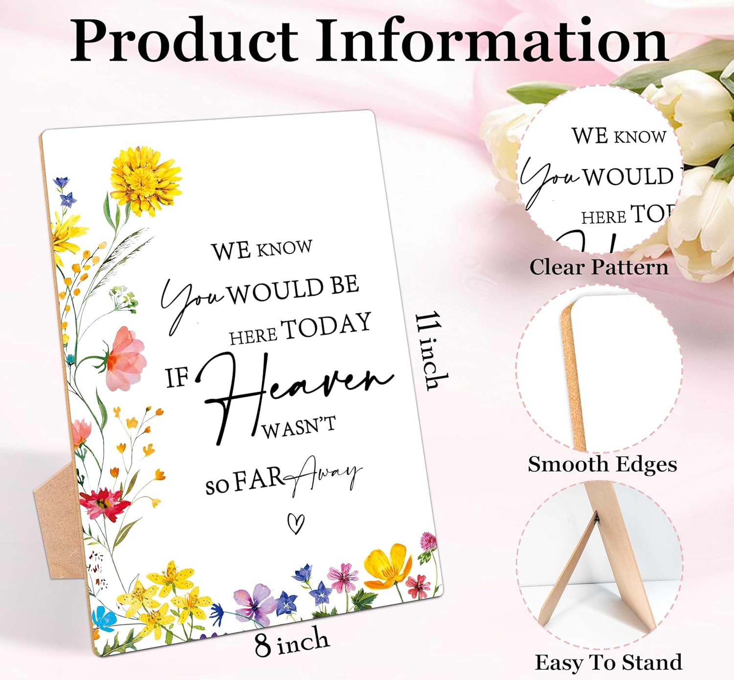 Floral Wedding Ceremony Sign with Stand Pack of 1