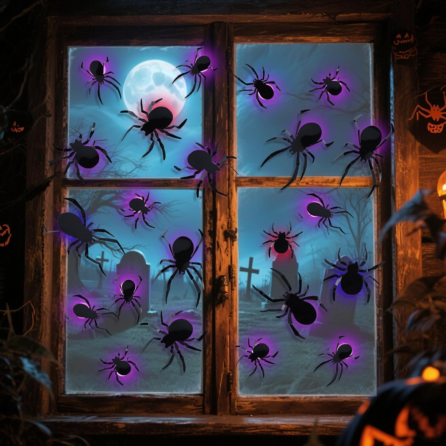 DRDUDU 36 Pack Halloween Spider Wall Decor