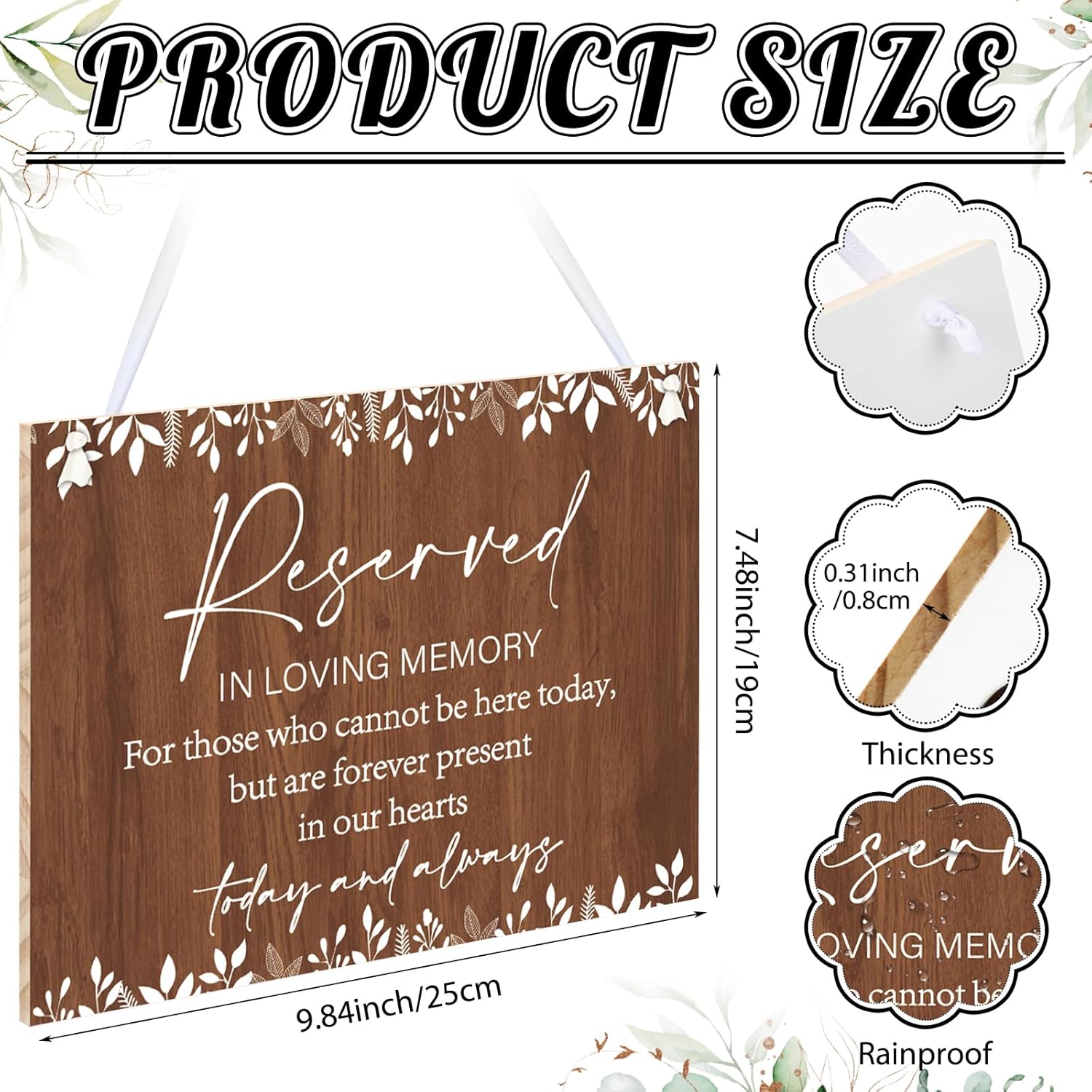 Rustic Wedding Memorial Sign with Ribbon