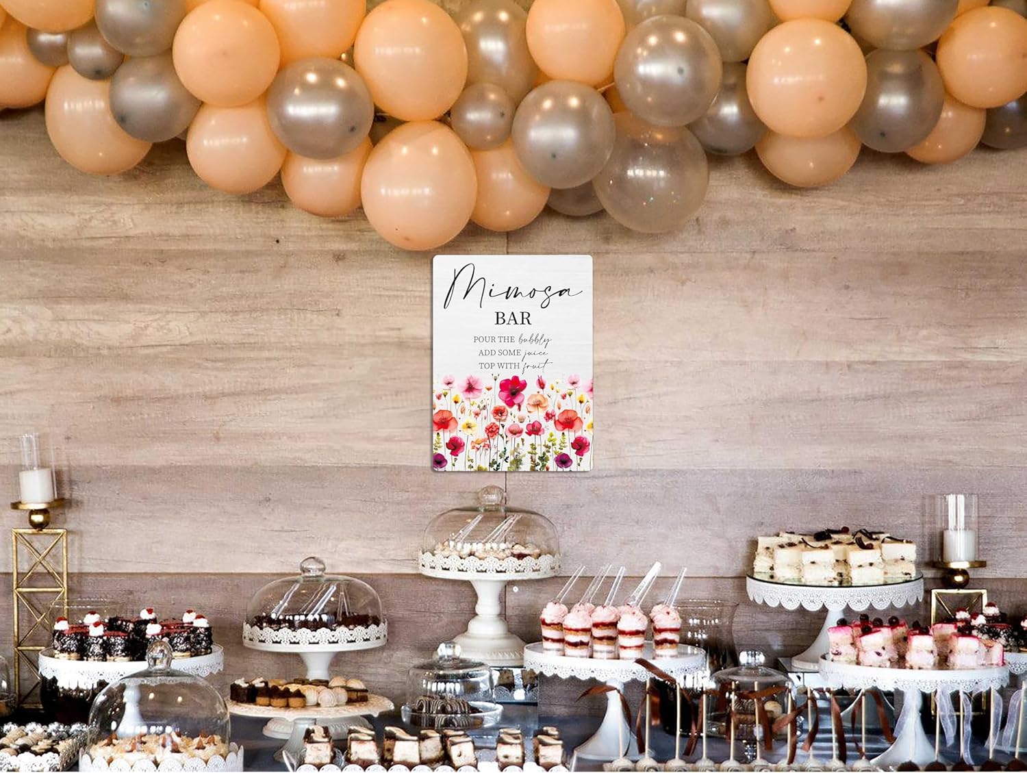 Mimosa Bar Bridal Shower Sign 5x7 Inches Wooden Decor