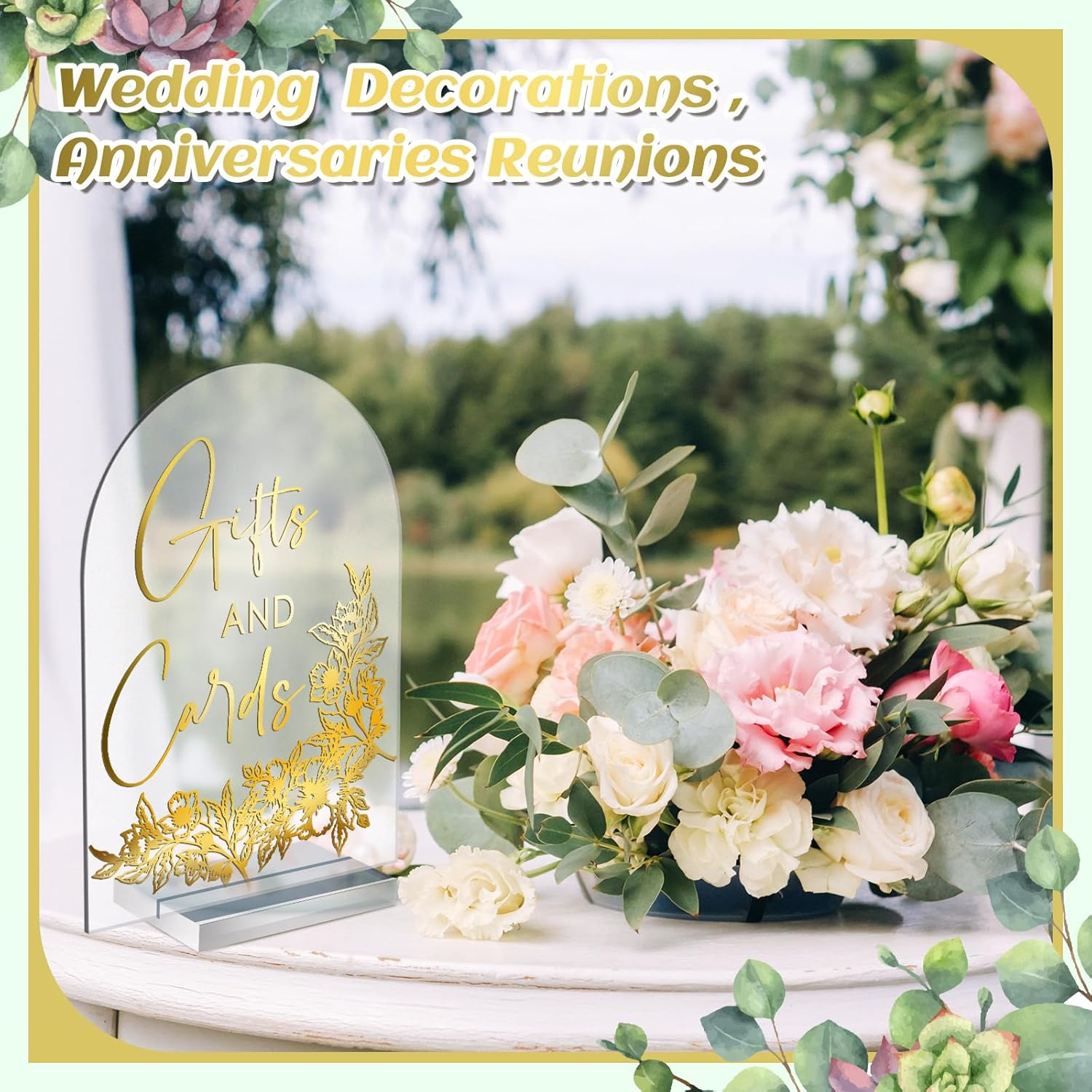 Chunful 4 Pc Clear Acrylic Wedding Sign with Stand