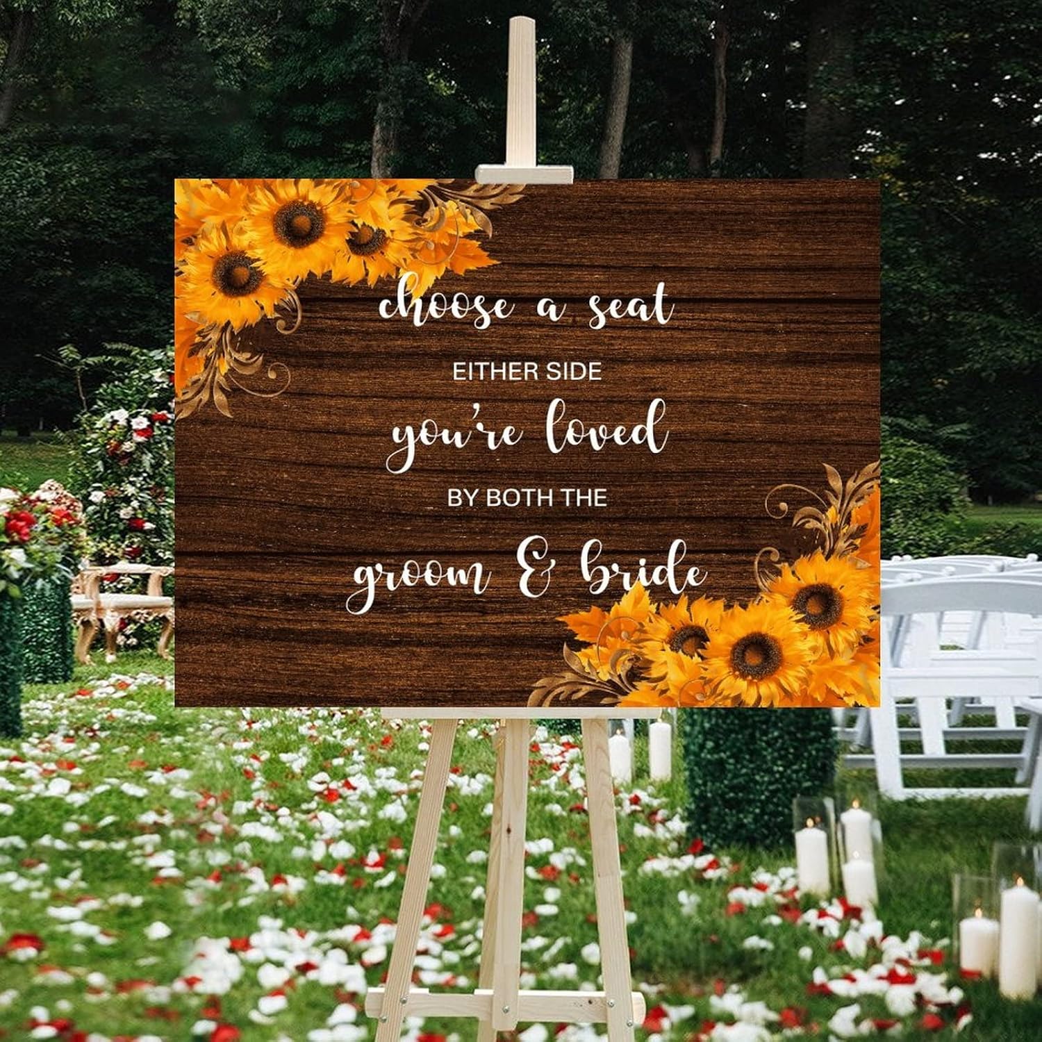 Custom Wedding Welcome Sign with Sunflowers