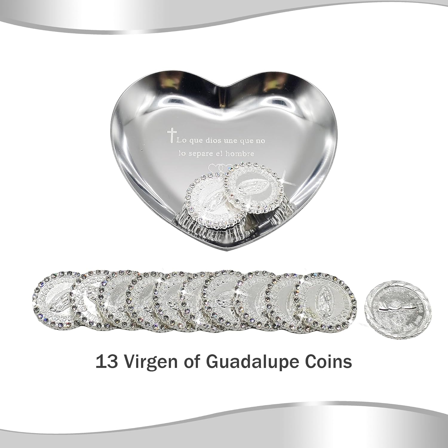 Catholic Wedding Arras Coins Set with Silver Box