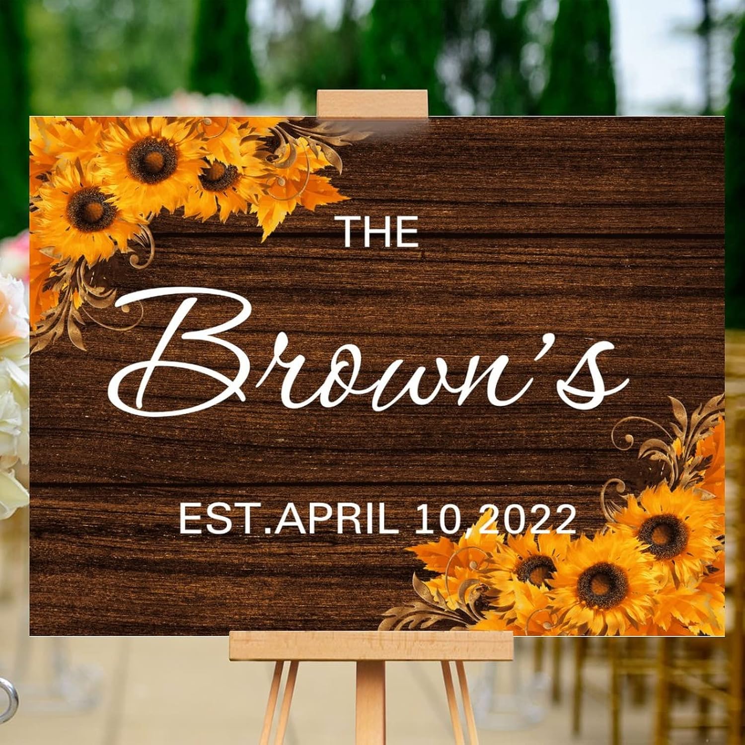 Custom Wedding Welcome Sign with Sunflowers 12x16 Inch