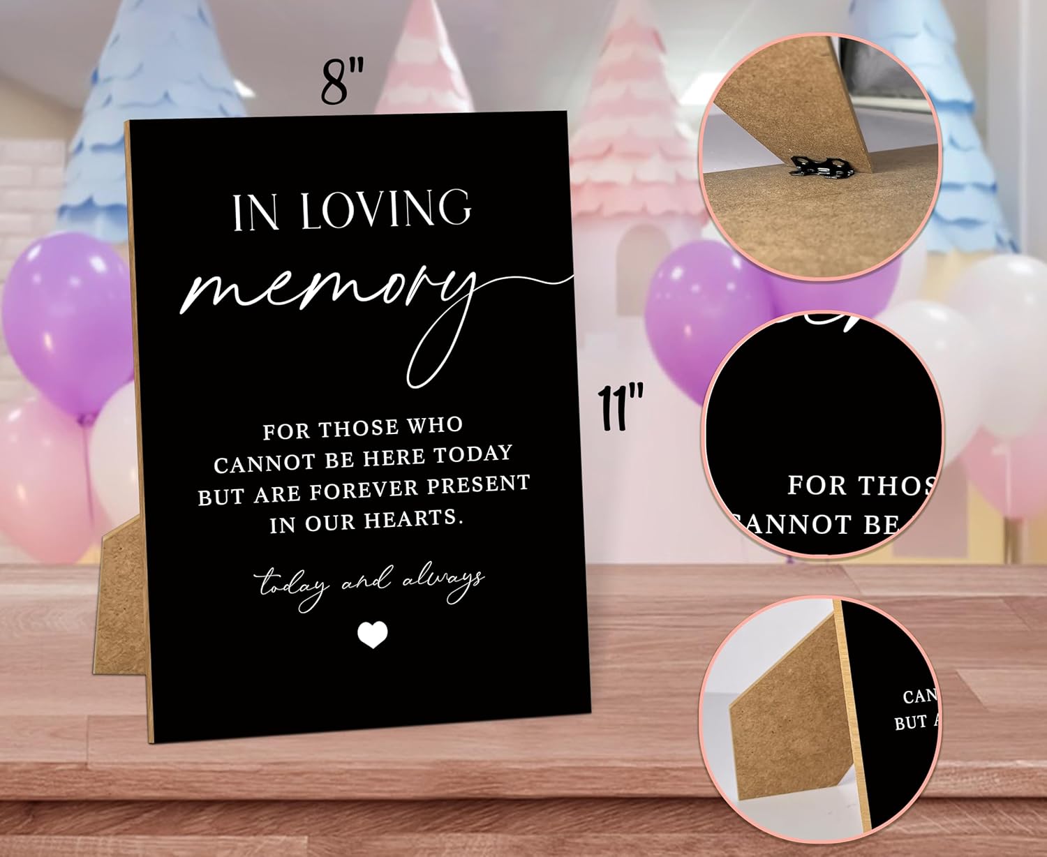 Wedding Memorial Sign 8x11 Black Wooden Stand