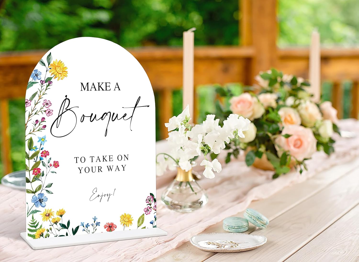 Bouquet Bar Sign with Acrylic Base Floral Wedding Decor