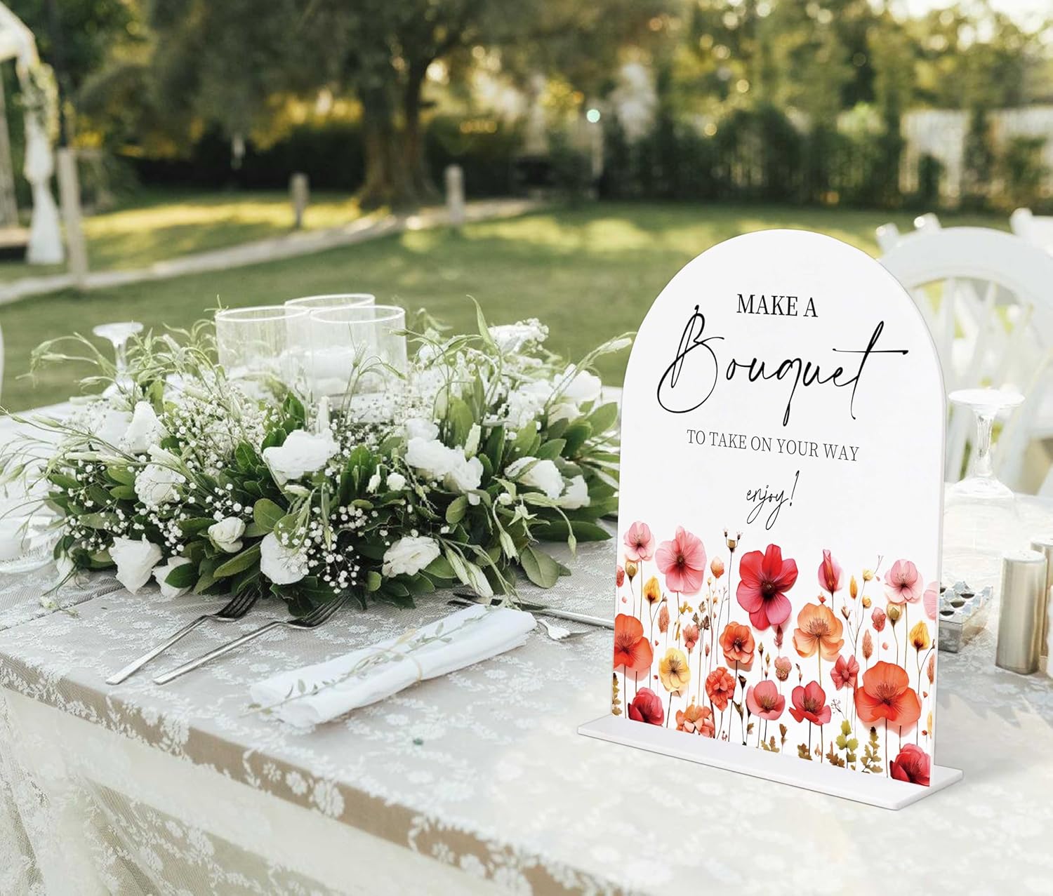 Bouquet Bar Sign with Base for Wedding Events