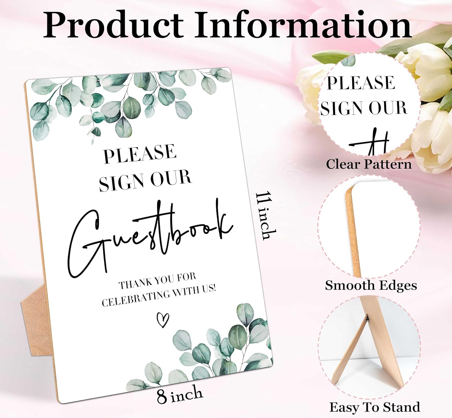 Guestbook Sign for Weddings with Stand Pack of 1