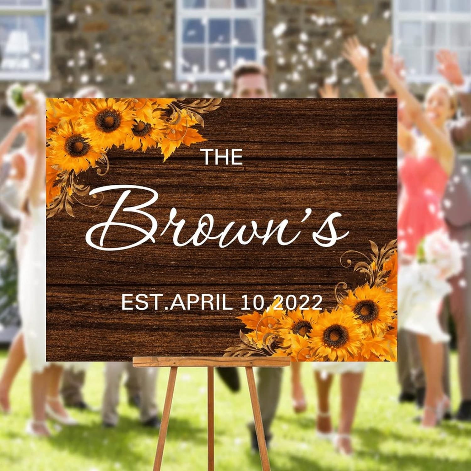 Custom Wedding Welcome Sign with Sunflowers 12x16 Inch