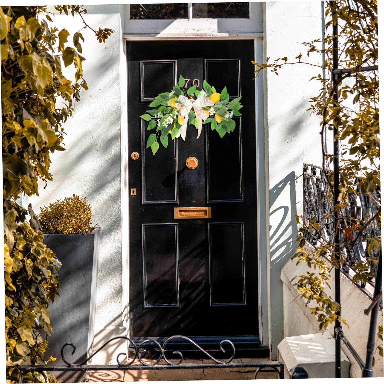 Lifelike Artificial Lemon Wreath for Summer Decor