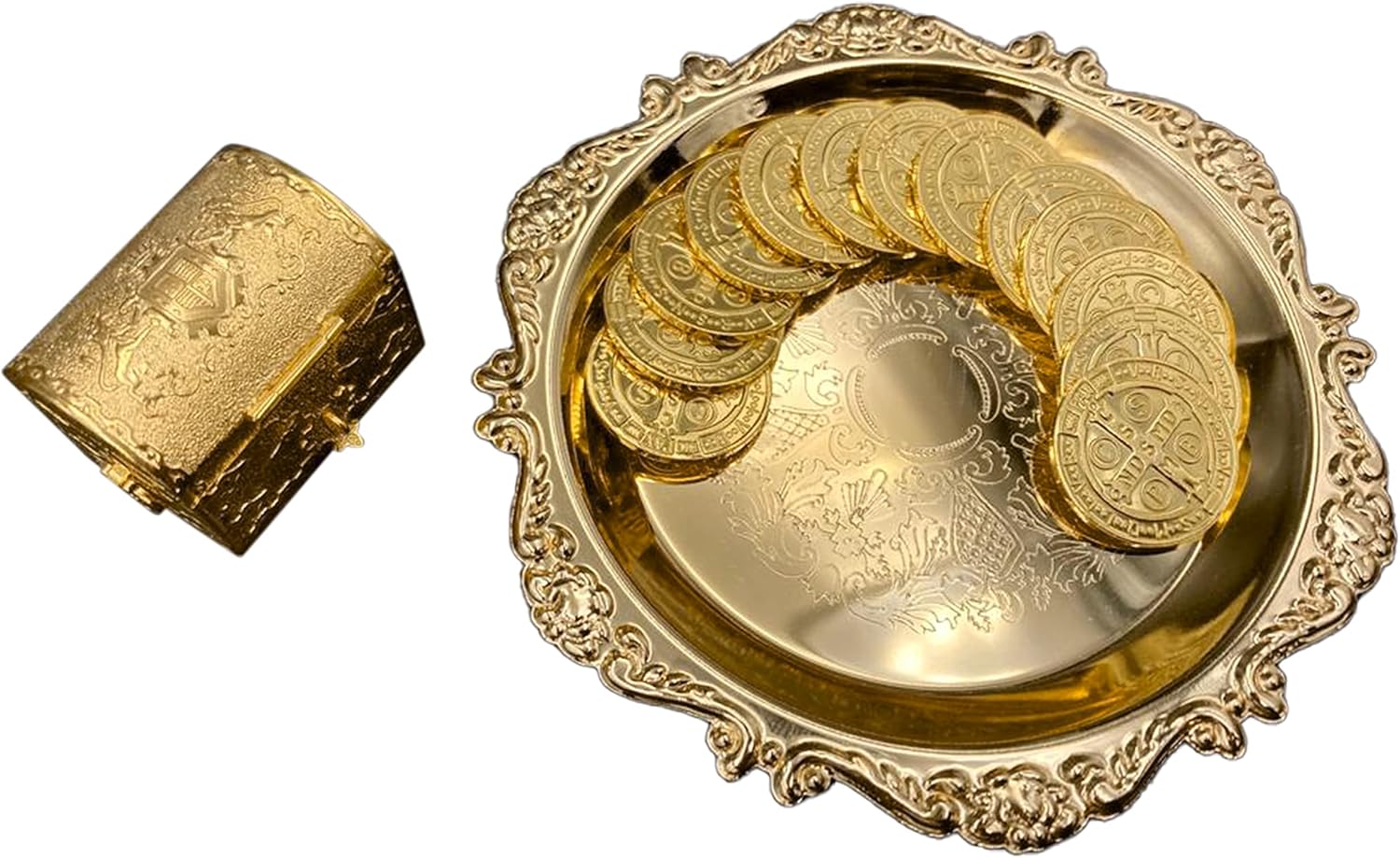 EHV Gold Plated Wedding Unity Coins Set with Tray and Treasure Box