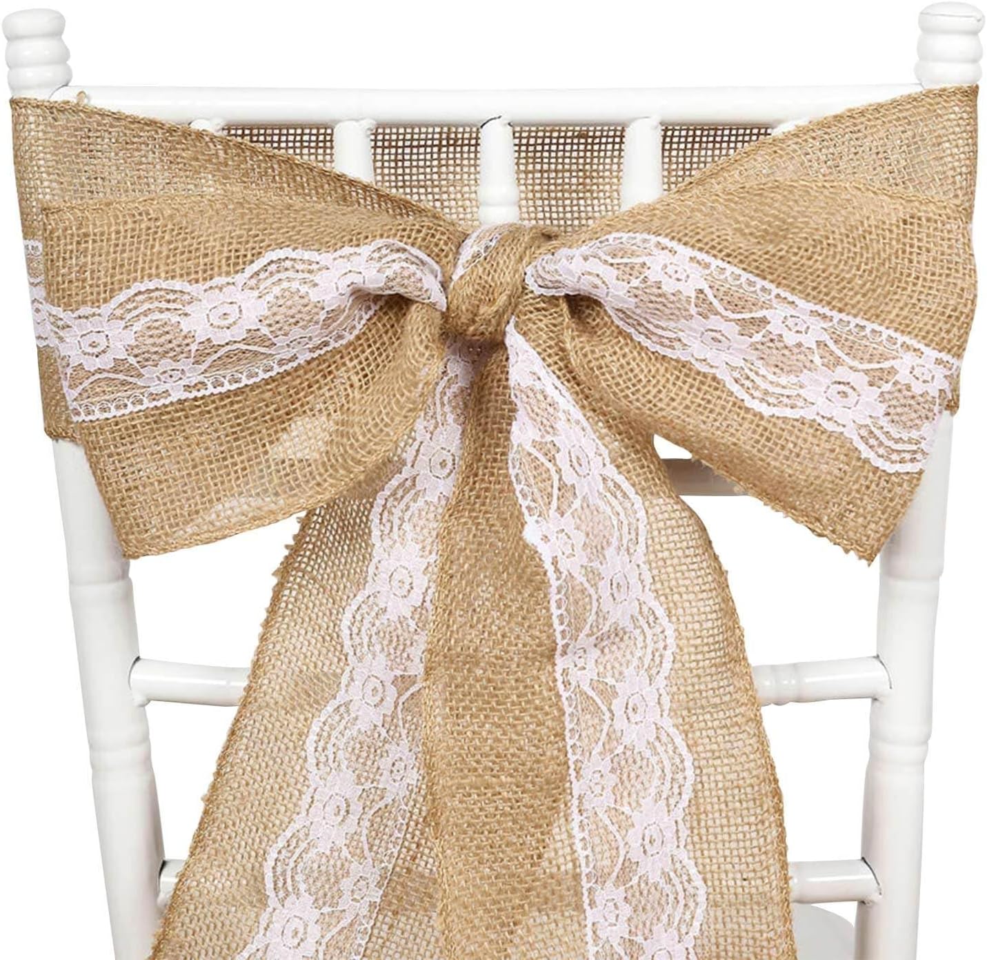 Efavormart 5x108 Natural Burlap with Lace Chair Sash