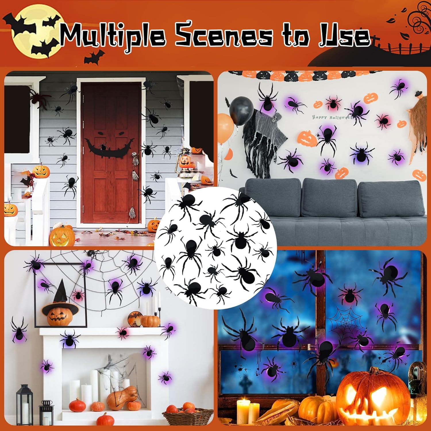 DRDUDU 36 Pack Halloween Spider Wall Decor