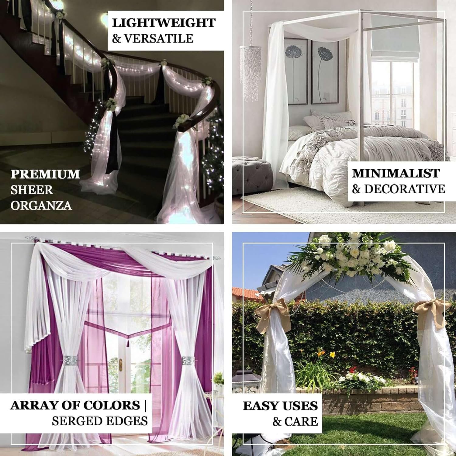 Efavormart 18 Ft Ivory Sheer Organza Curtain Panels