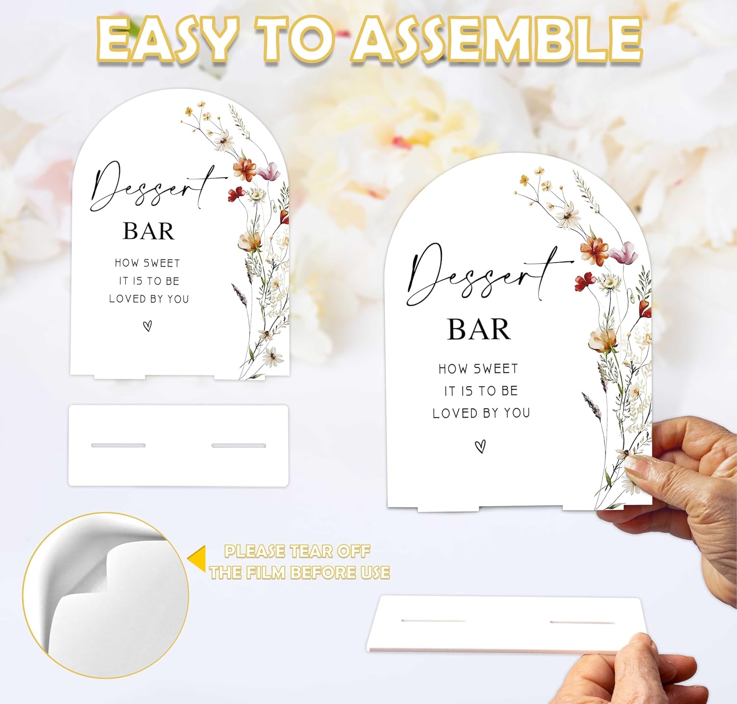 Boho Floral Dessert Bar Sign 6x8 Inch Wedding Decor