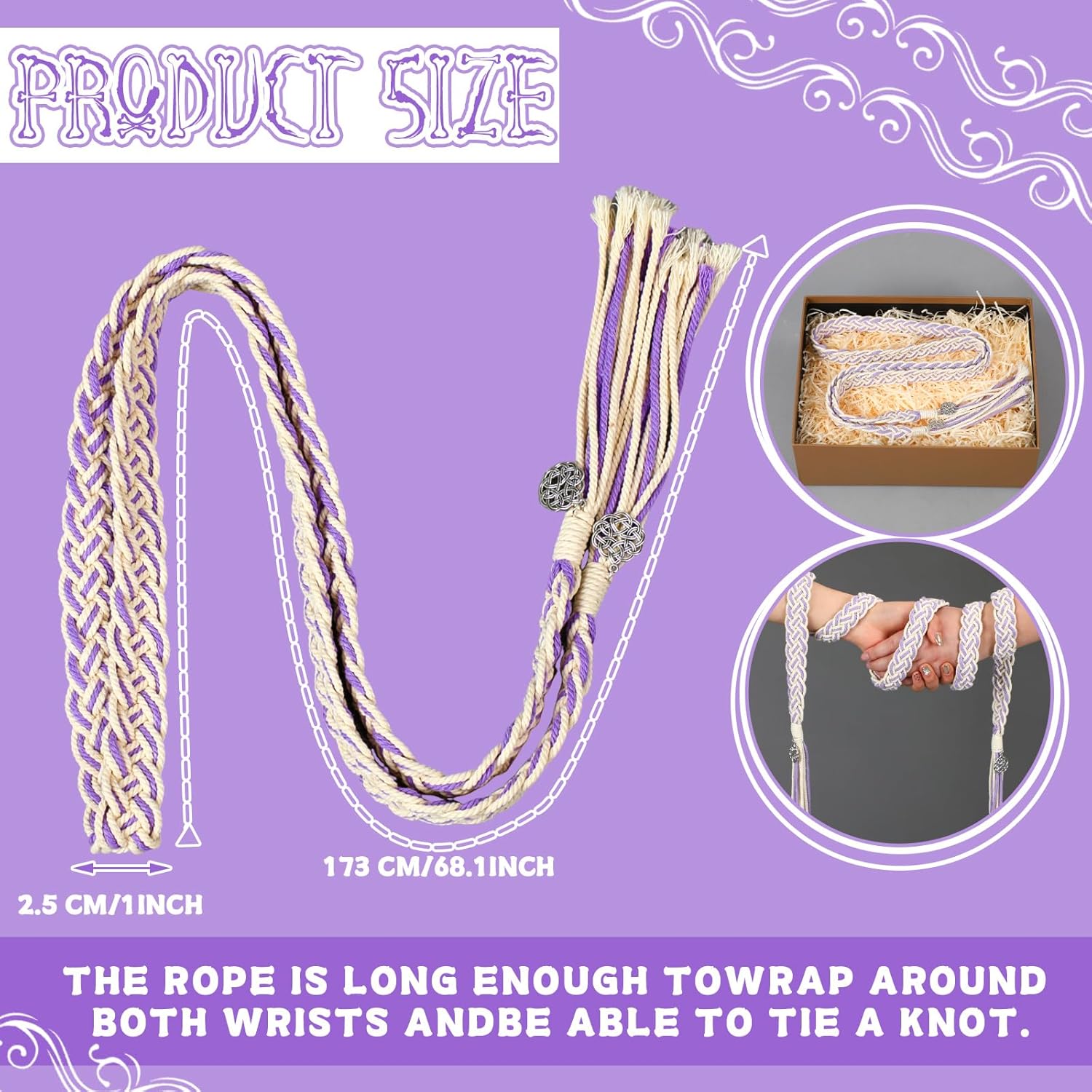 Handfasting Cord Wedding Lasso with Pendants