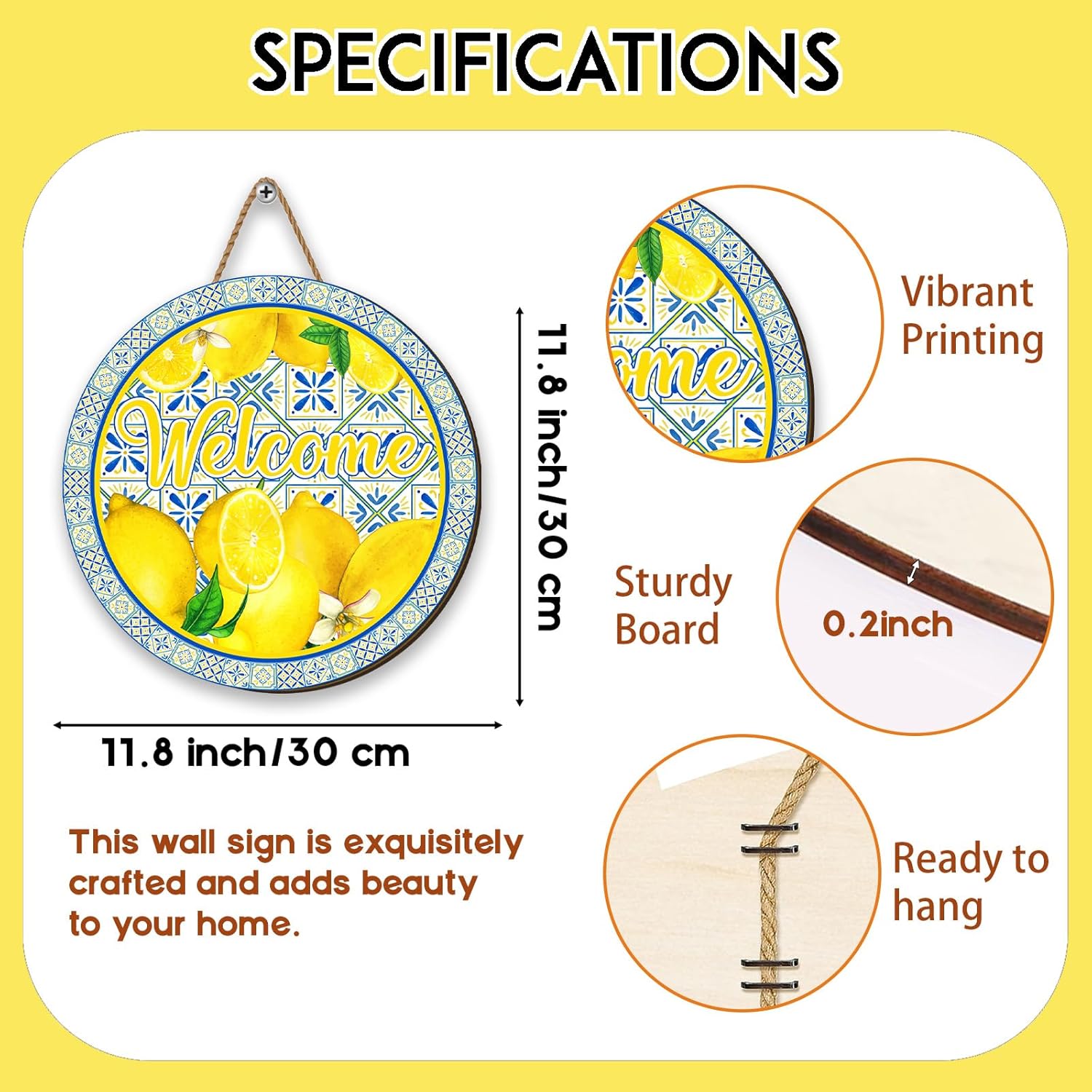 Summer Lemon Banner Spring Italian Lemons Hanging Sign Farmhouse Decor