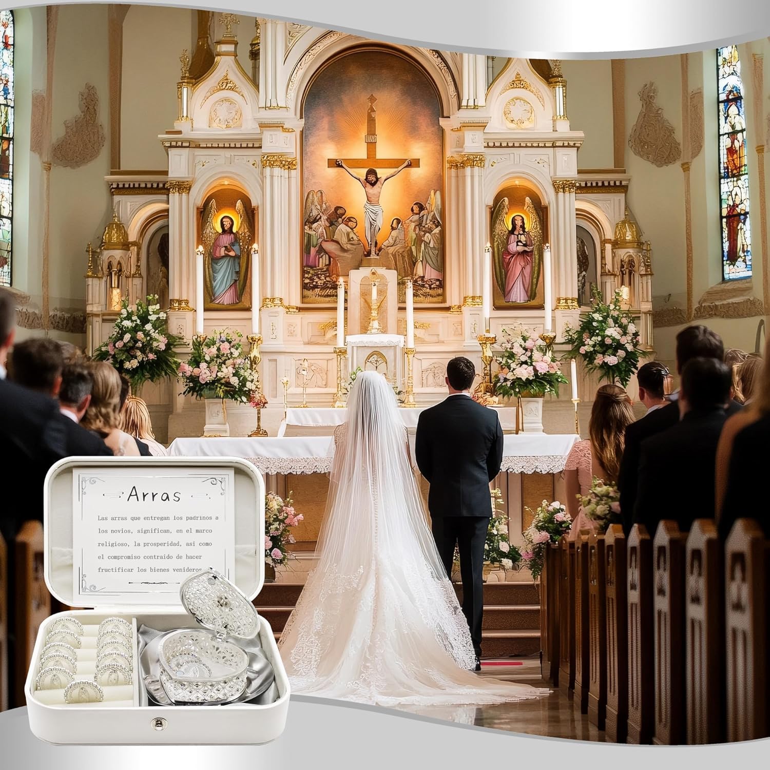 Catholic Wedding Arras Set with Decorative Box