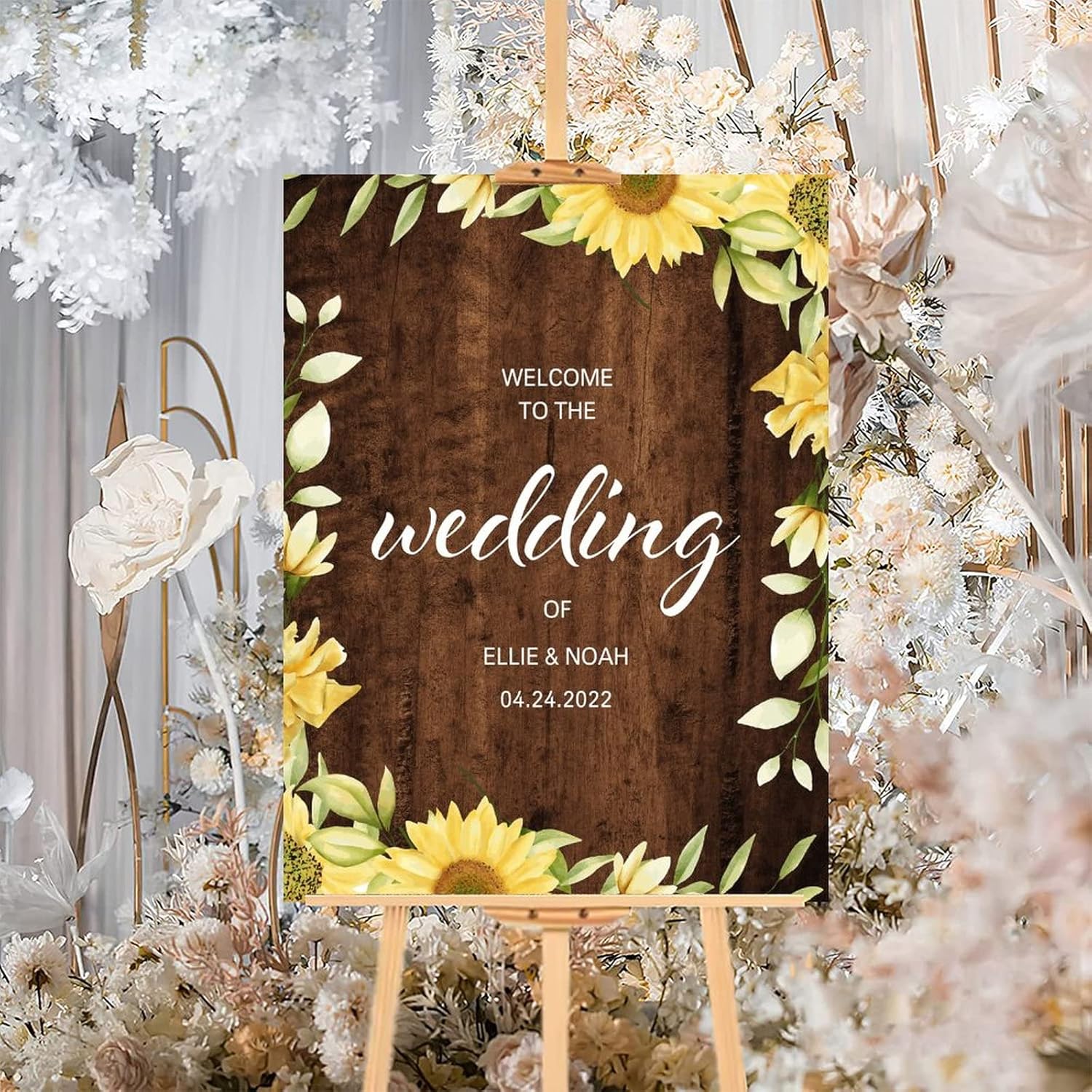 Alioyoit Rustic Wood Wedding Welcome Sign