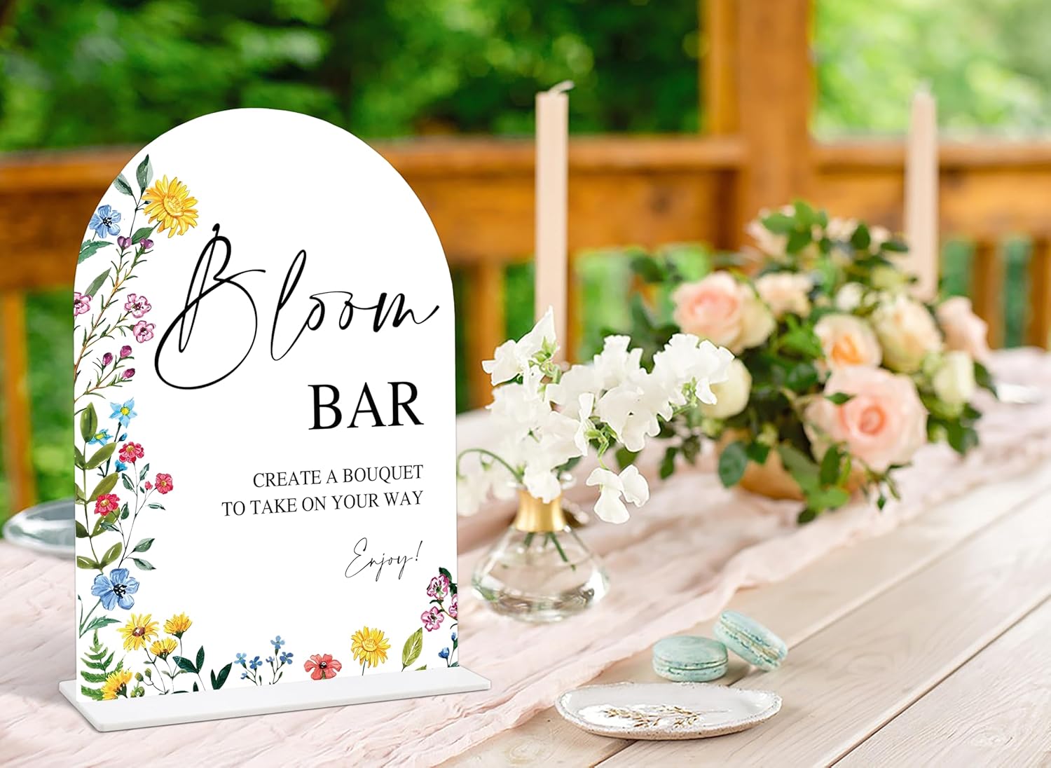 Bloom Bar Sign Acrylic Wedding Decor with Base