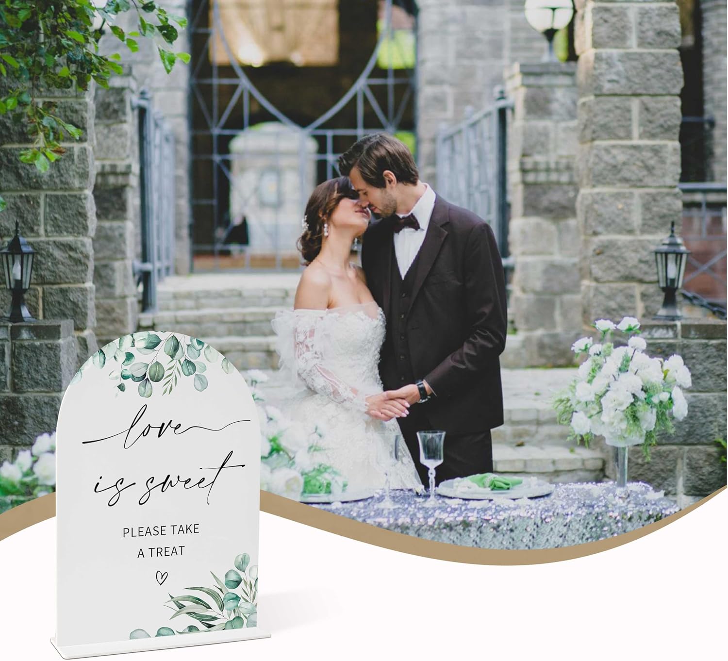 Greenery Love is Sweet Wedding Sign with Holder