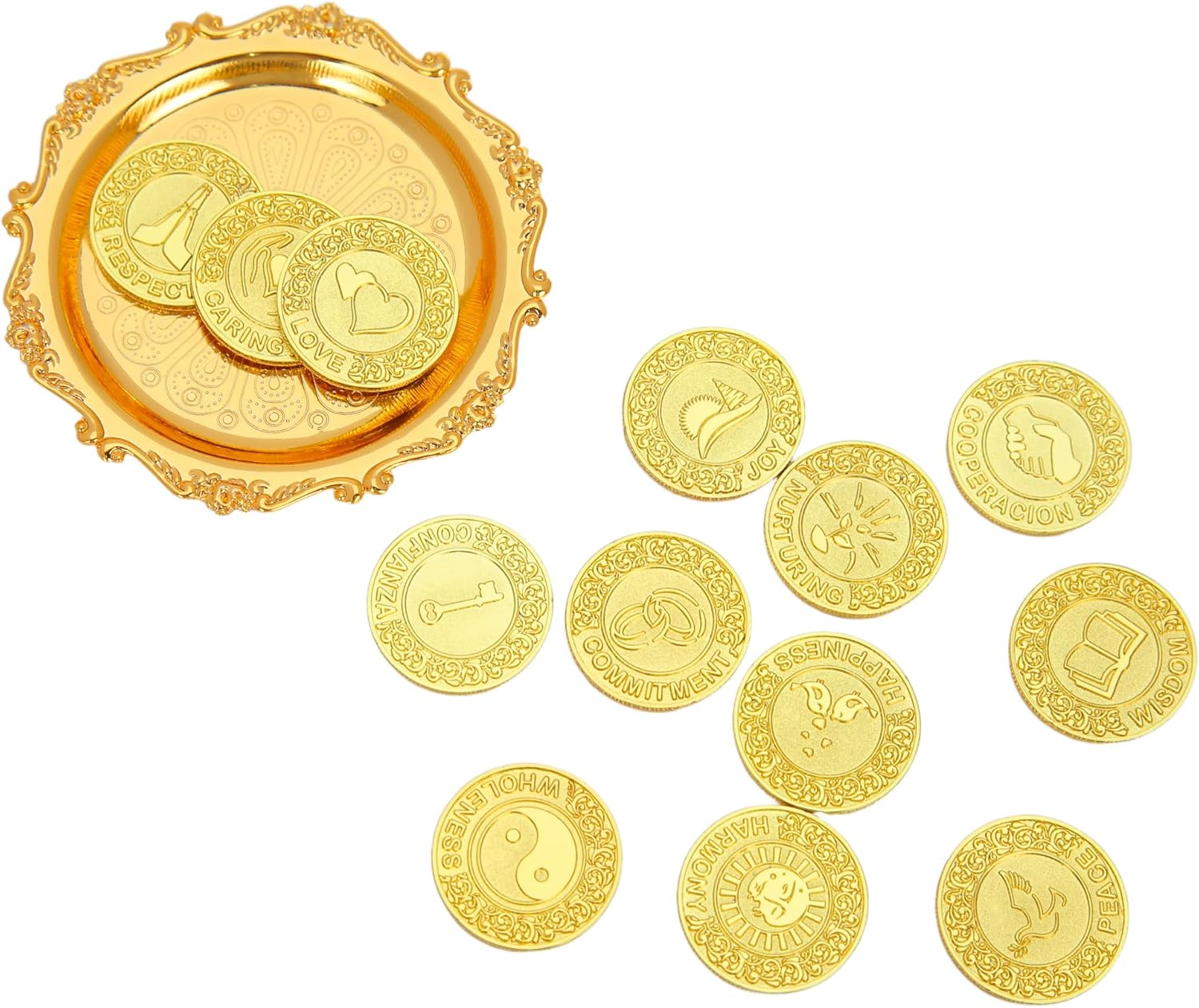 TINGKU Gold Spanish Wedding Coins Set with Tray