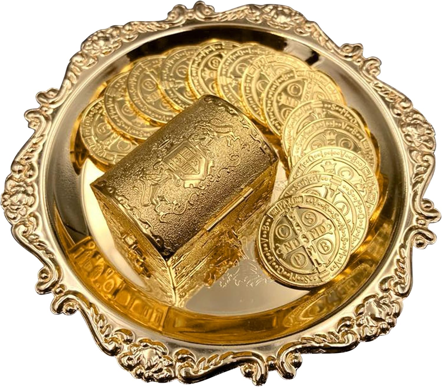EHV Gold Plated Wedding Unity Coins Set with Tray and Treasure Box
