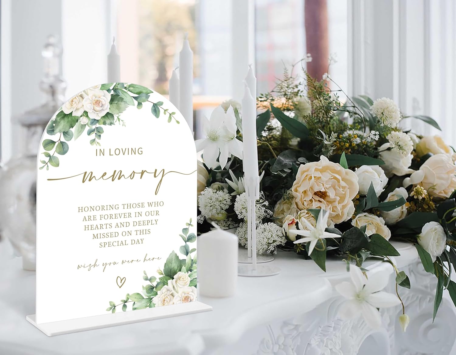 Eucalyptus Rose Wedding Sign with Holder