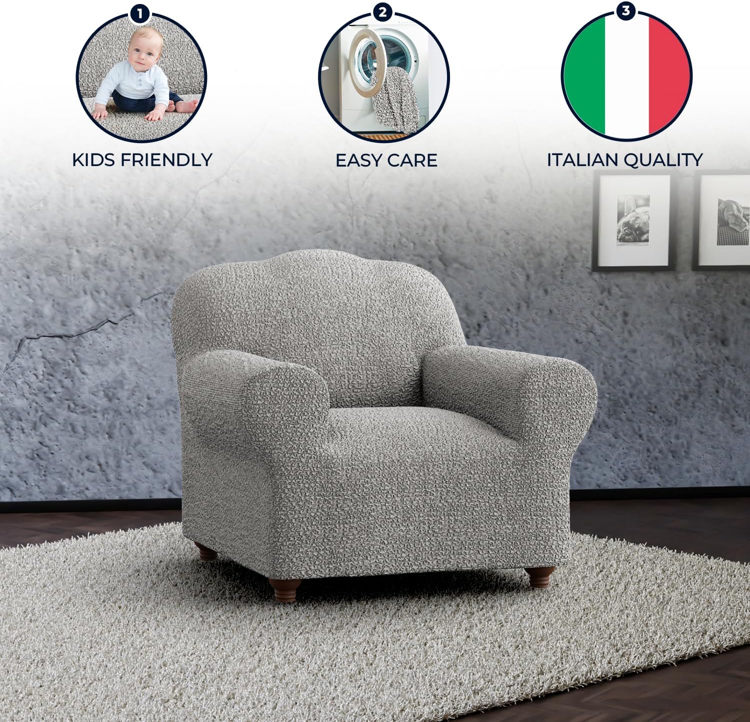 Mamma Mia Covers Chair Cover - 1-Piece Stretch Slipcover for Armchair